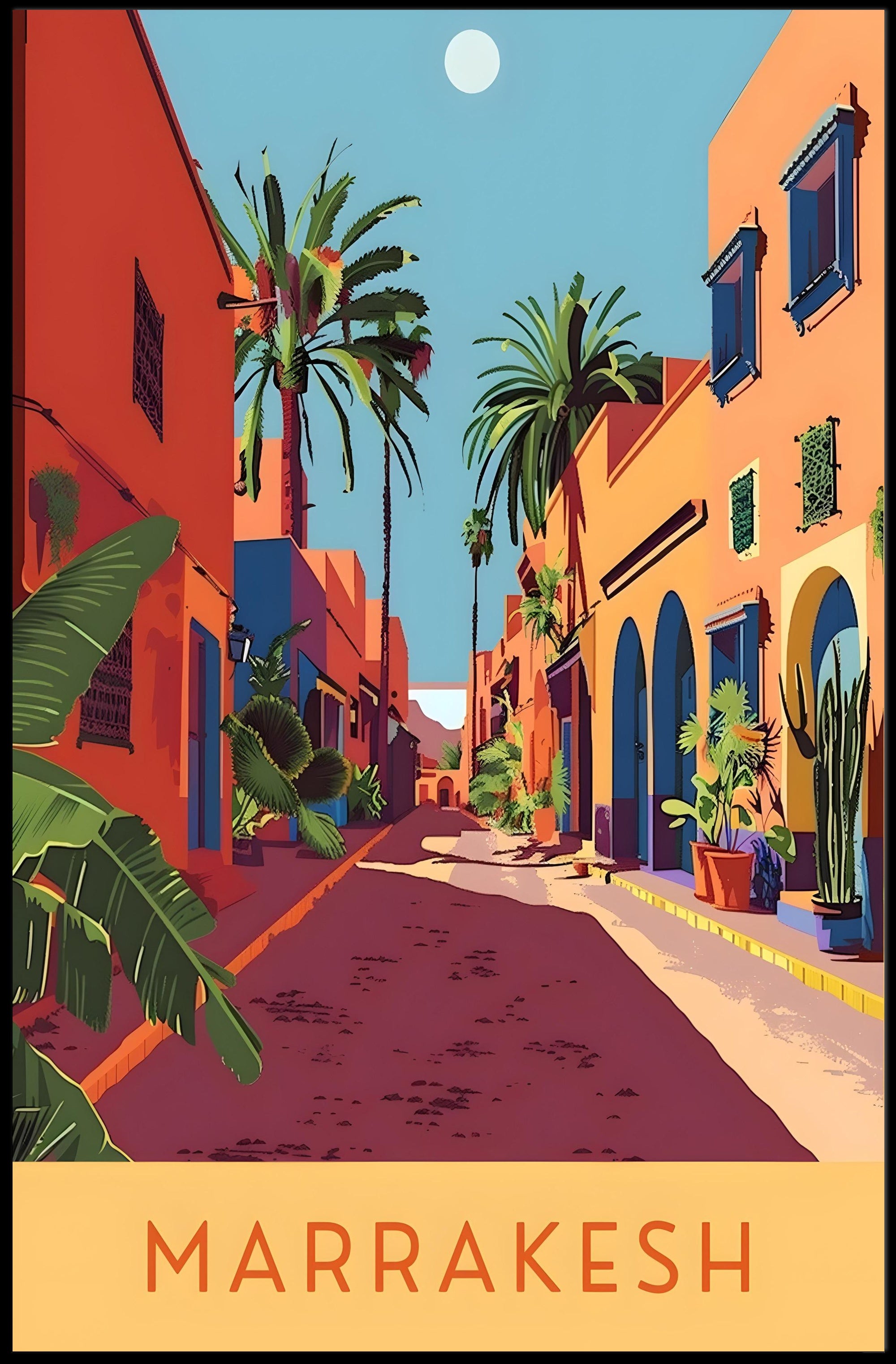 Marrakesh Vintage Vibes Street Scene Travel Poster