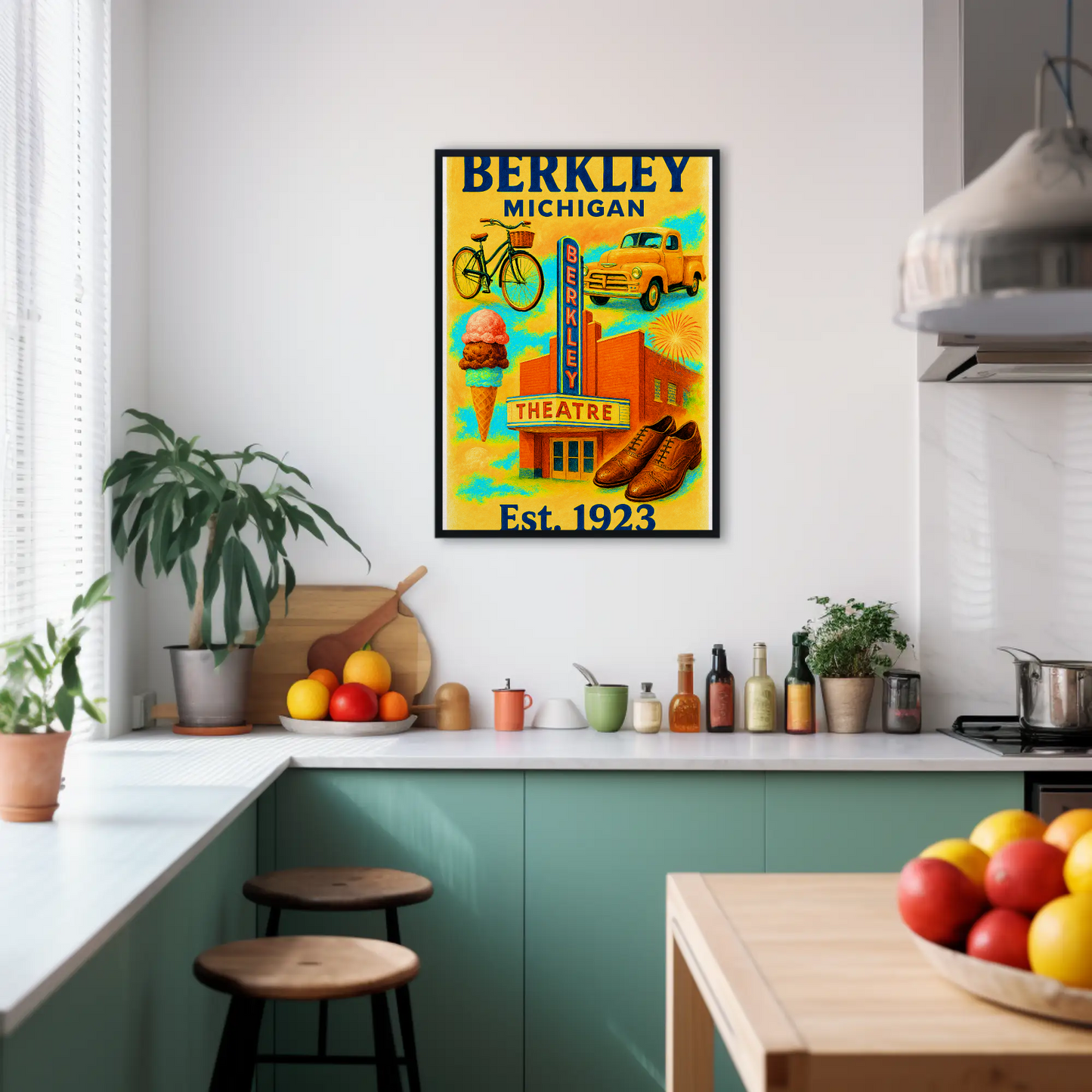 Berkley Michigan Wall Art Vintage Travel Poster