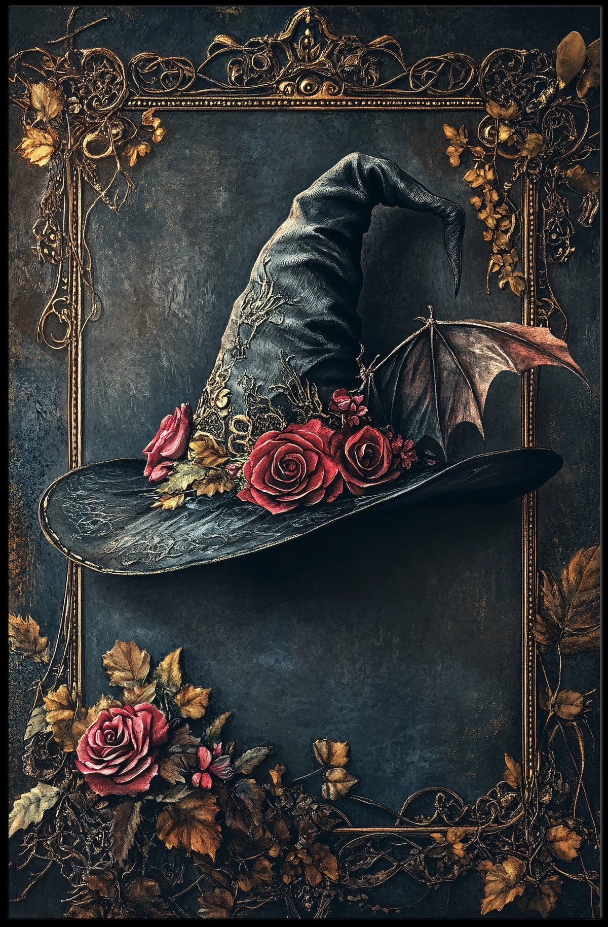Magical Witch Hat with Roses Artistic or Pop Culture Poster