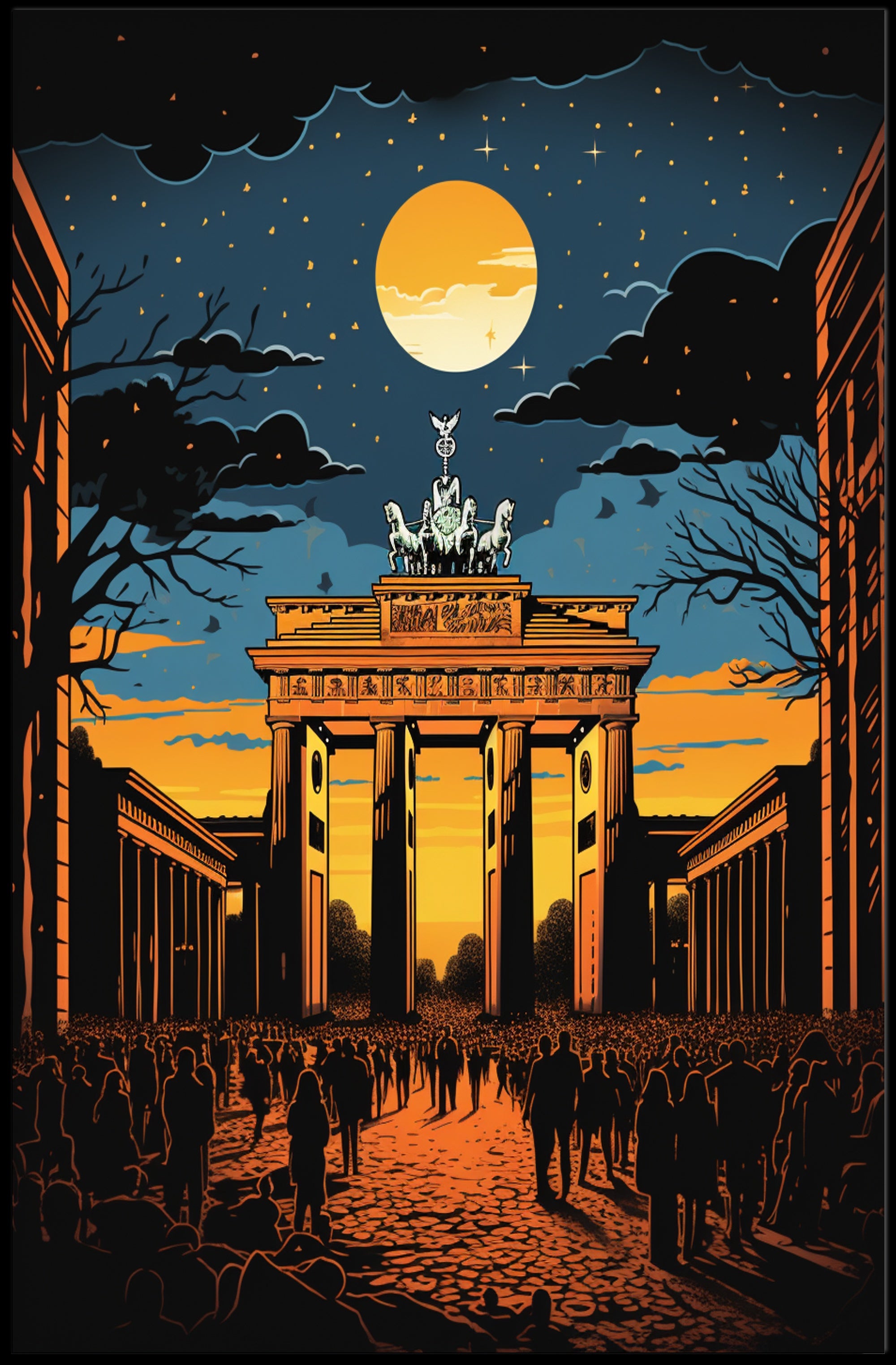 Moonlit Brandenburg Gate Poster