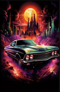 Neon Cityscape Drive Poster
