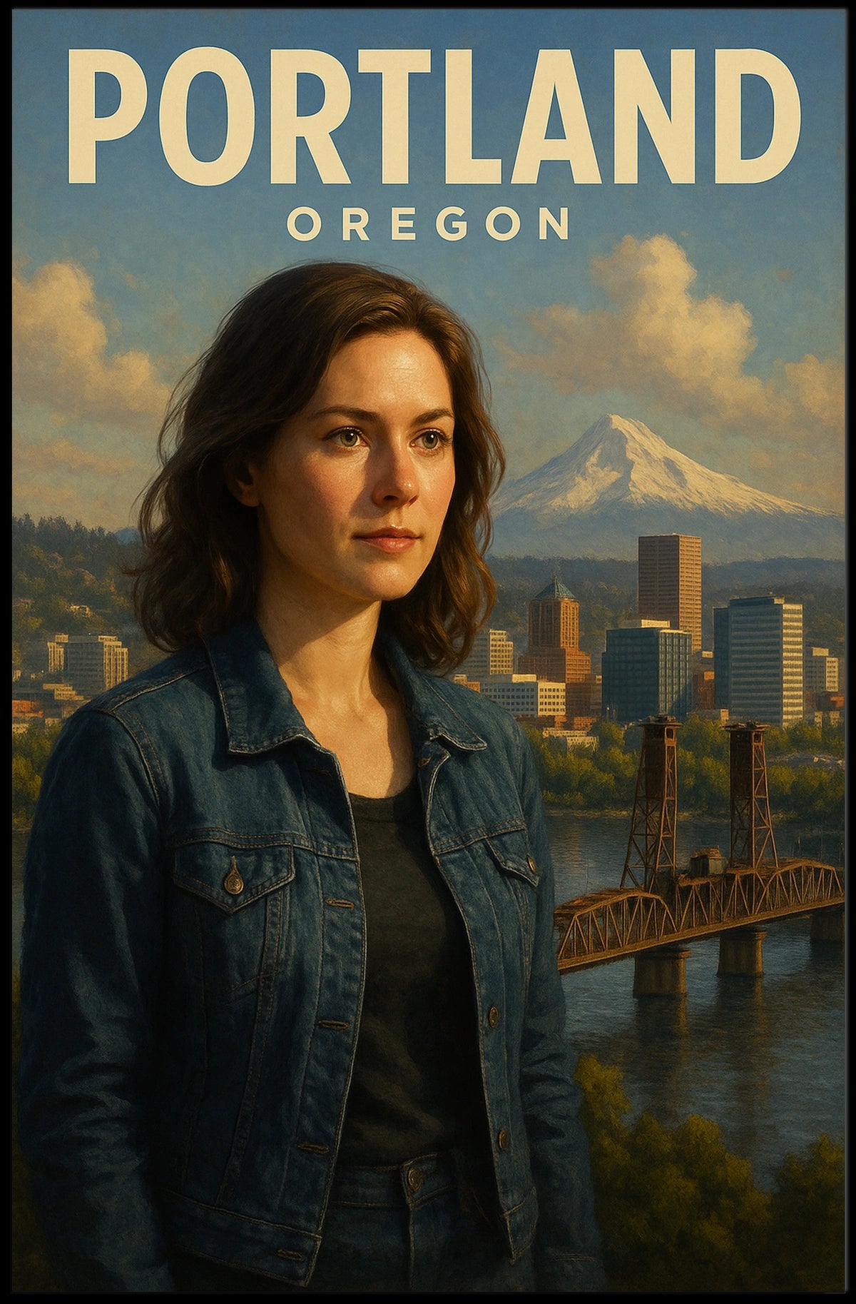 Portland, Oregon A Scenic Portrait Poster