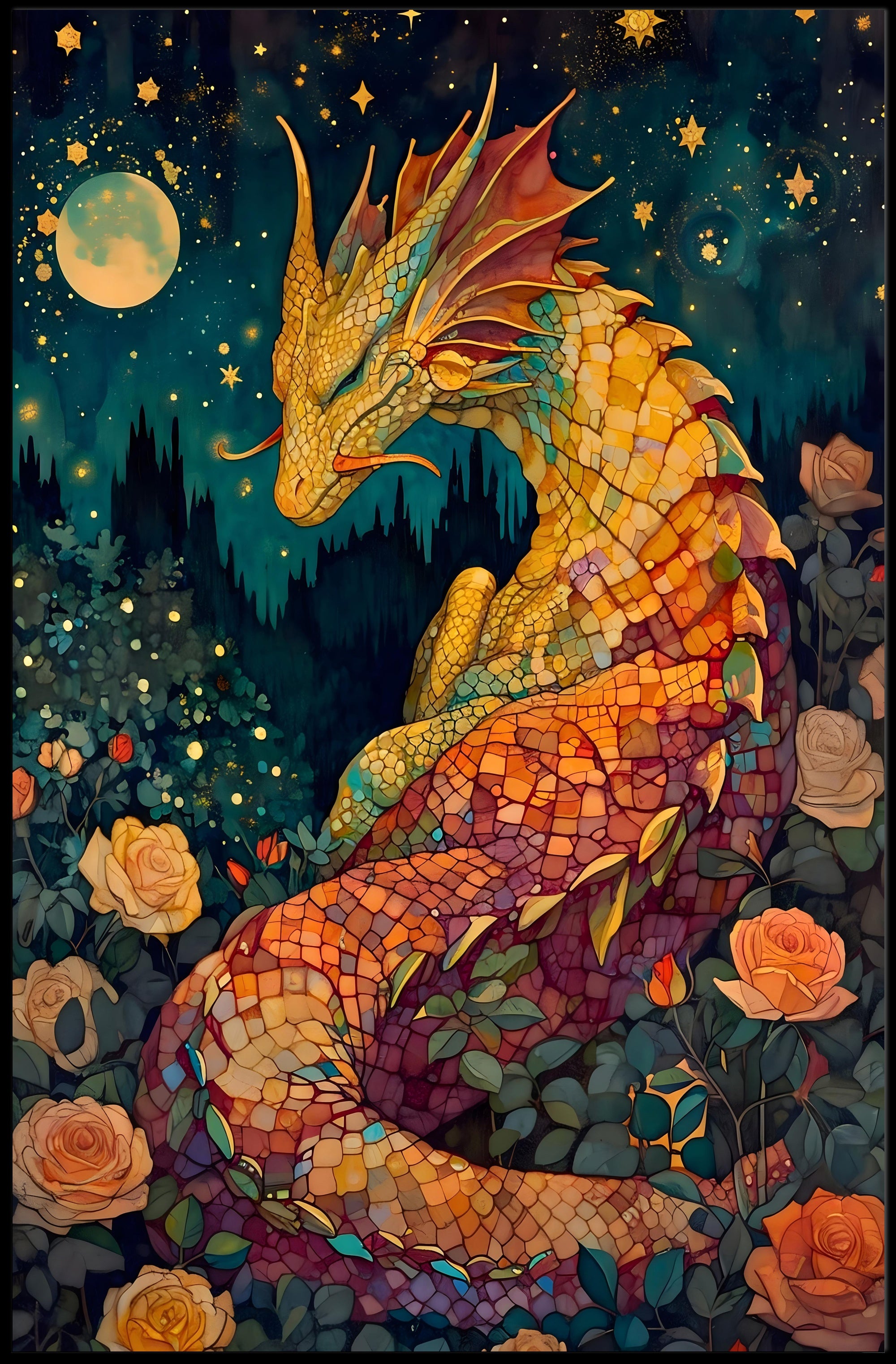Mystical Dragon Garden Enchantment Fantasy or Mythology Poster