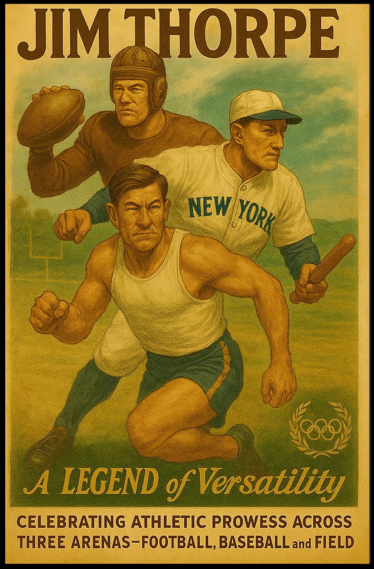 Athlete Versatility Football Baseball Track Poster