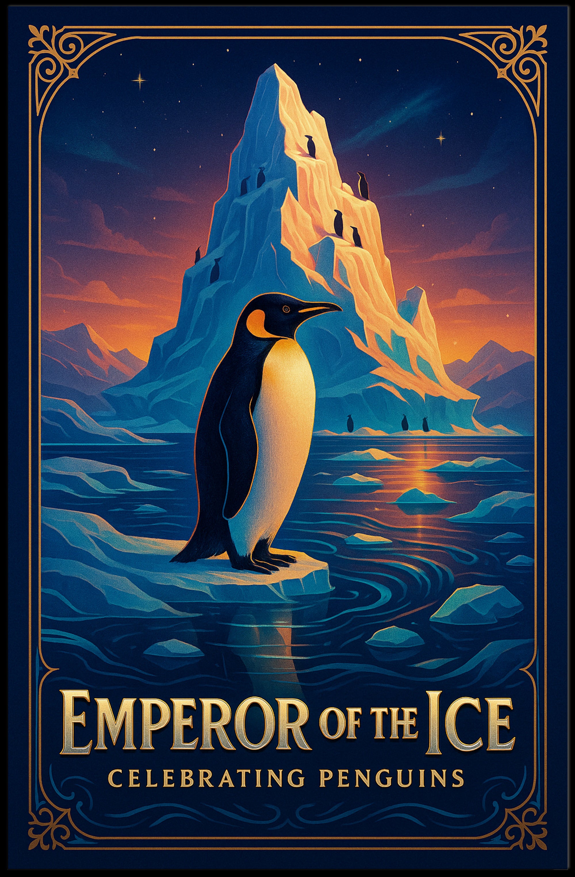 Emperor Penguin Poster Vintage Antarctic Wall Art