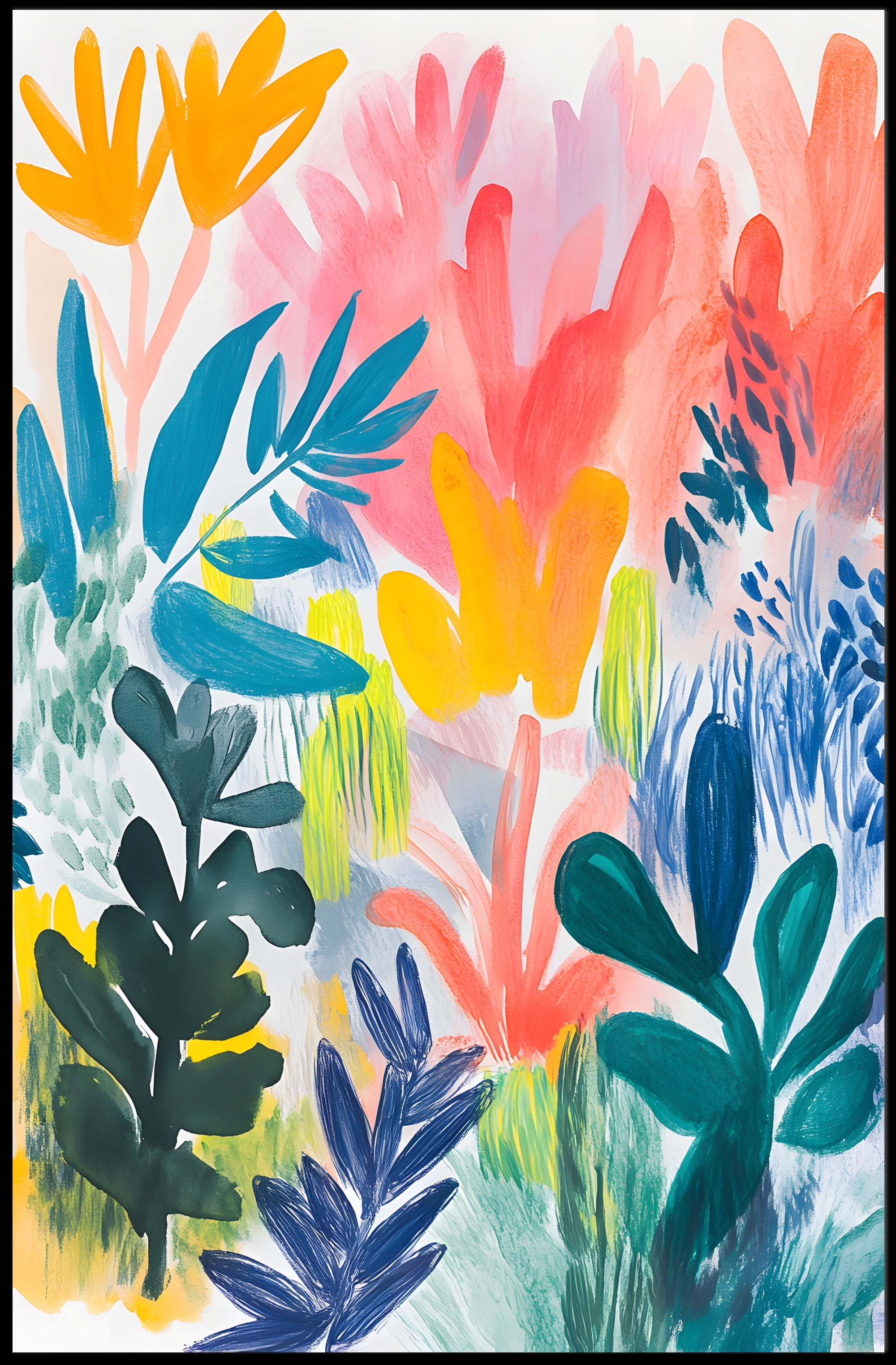 Abstract Foliage Poster Wall Art with Vibrant Colors