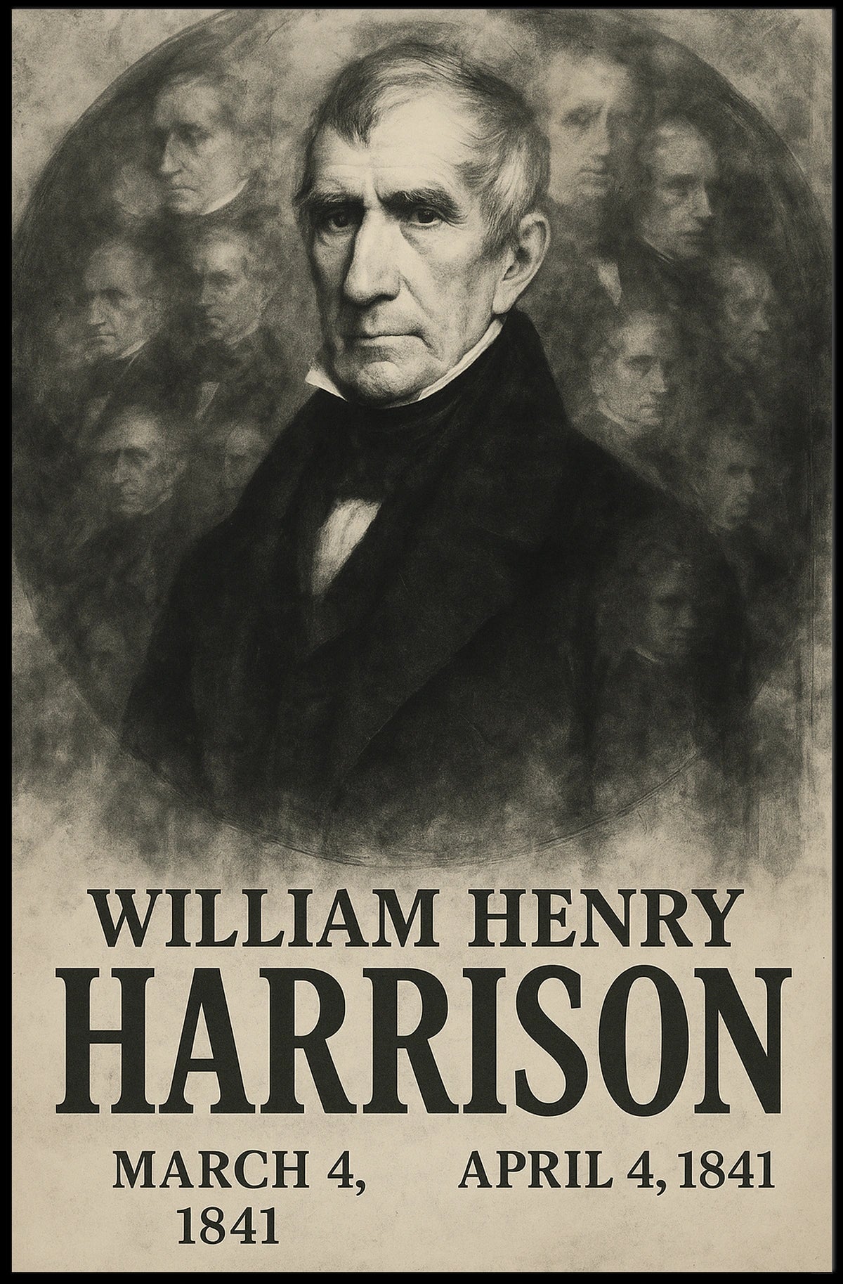William Henry Harrison 9th President of the United States Double Exposure Poster