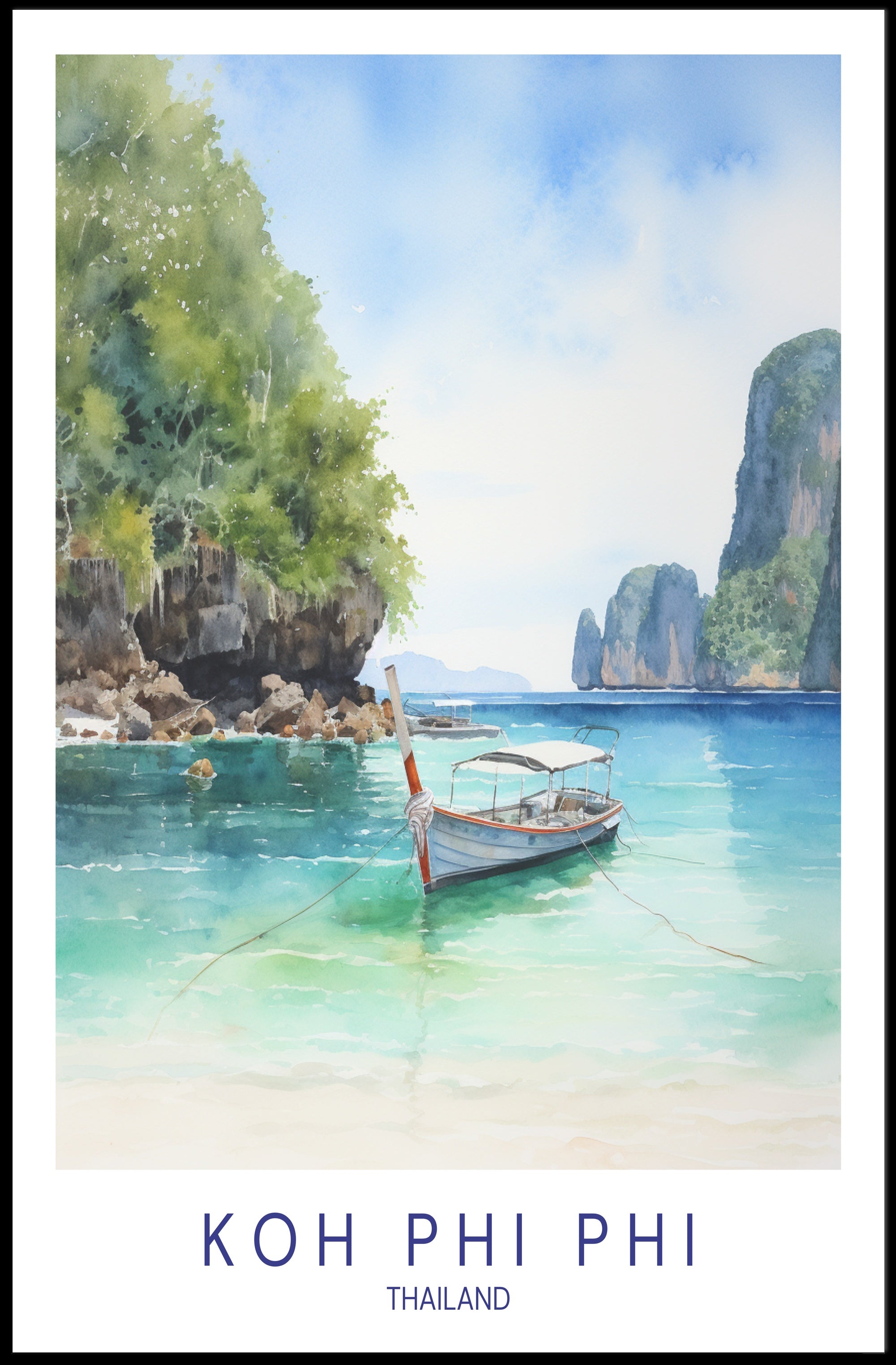 Koh Phi Phi Watercolor Artwork Travel Poster PosterGoat