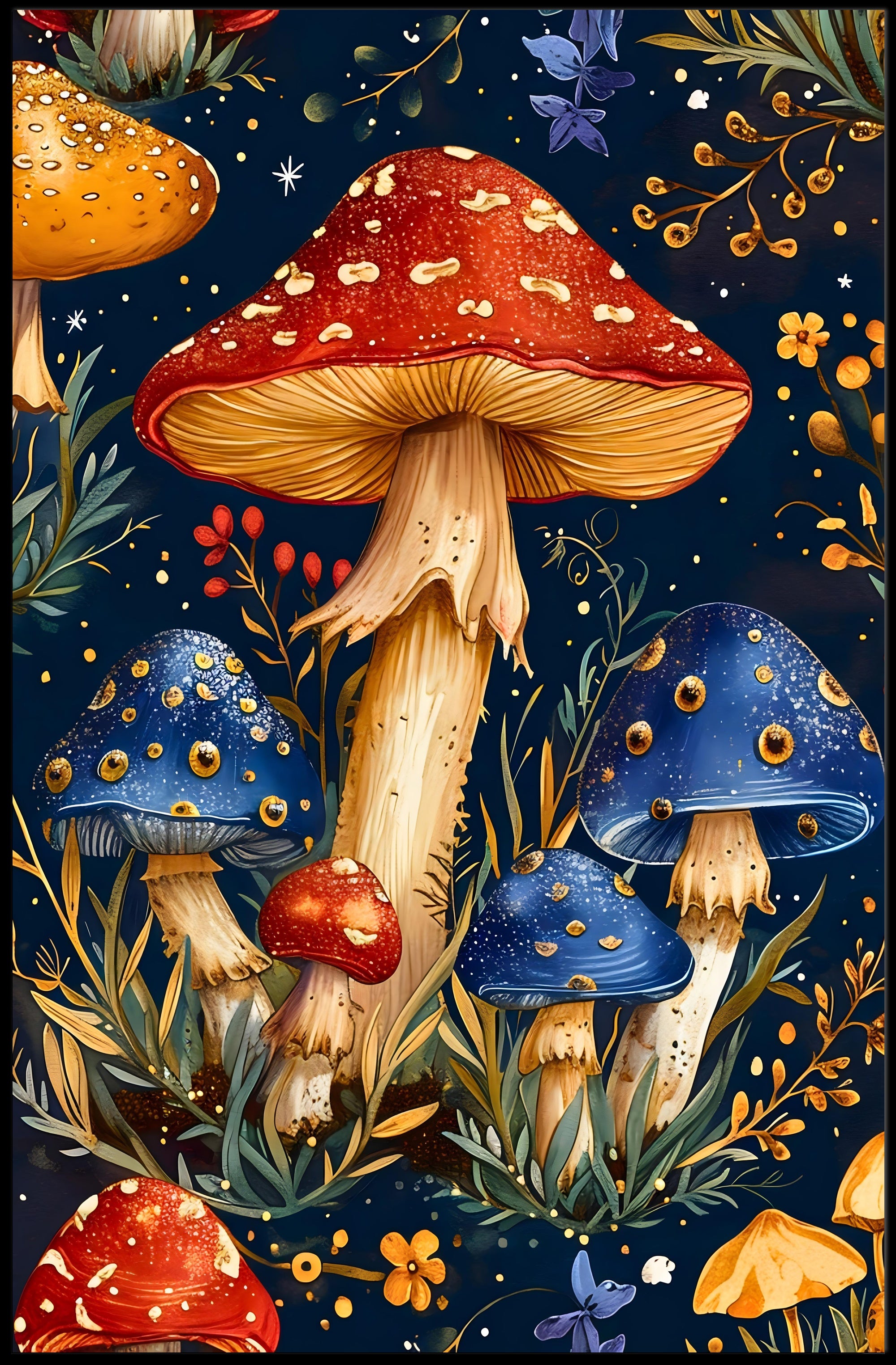 Mushroom Magic: Enchanted Forest Fantasy Art Poster