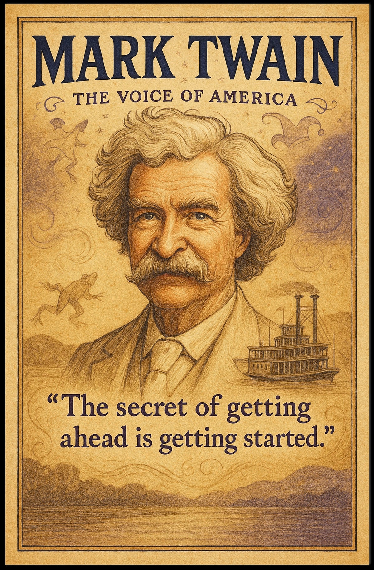 Mark Twain The Voice of America Poster