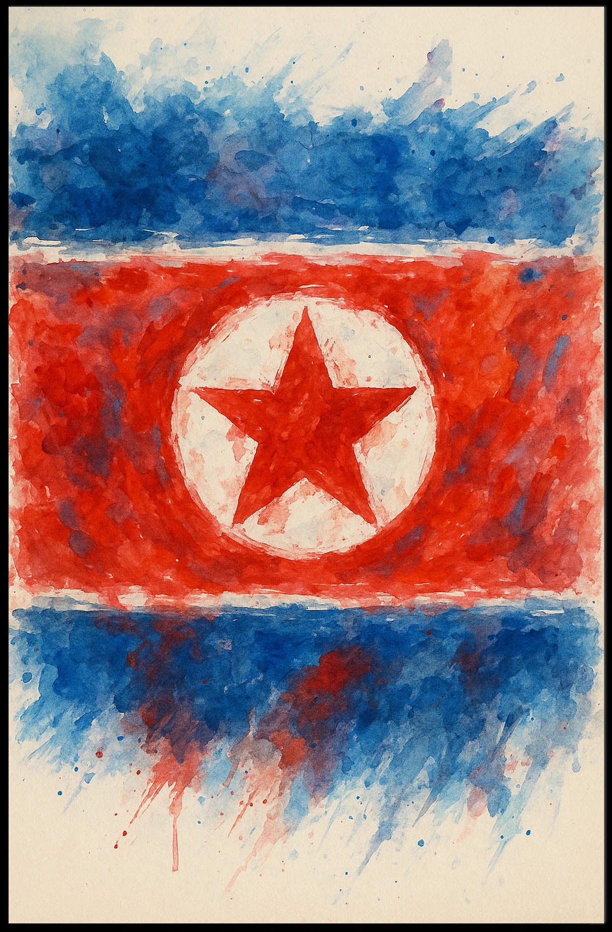 Abstract North Korean Flag Abstract Poster