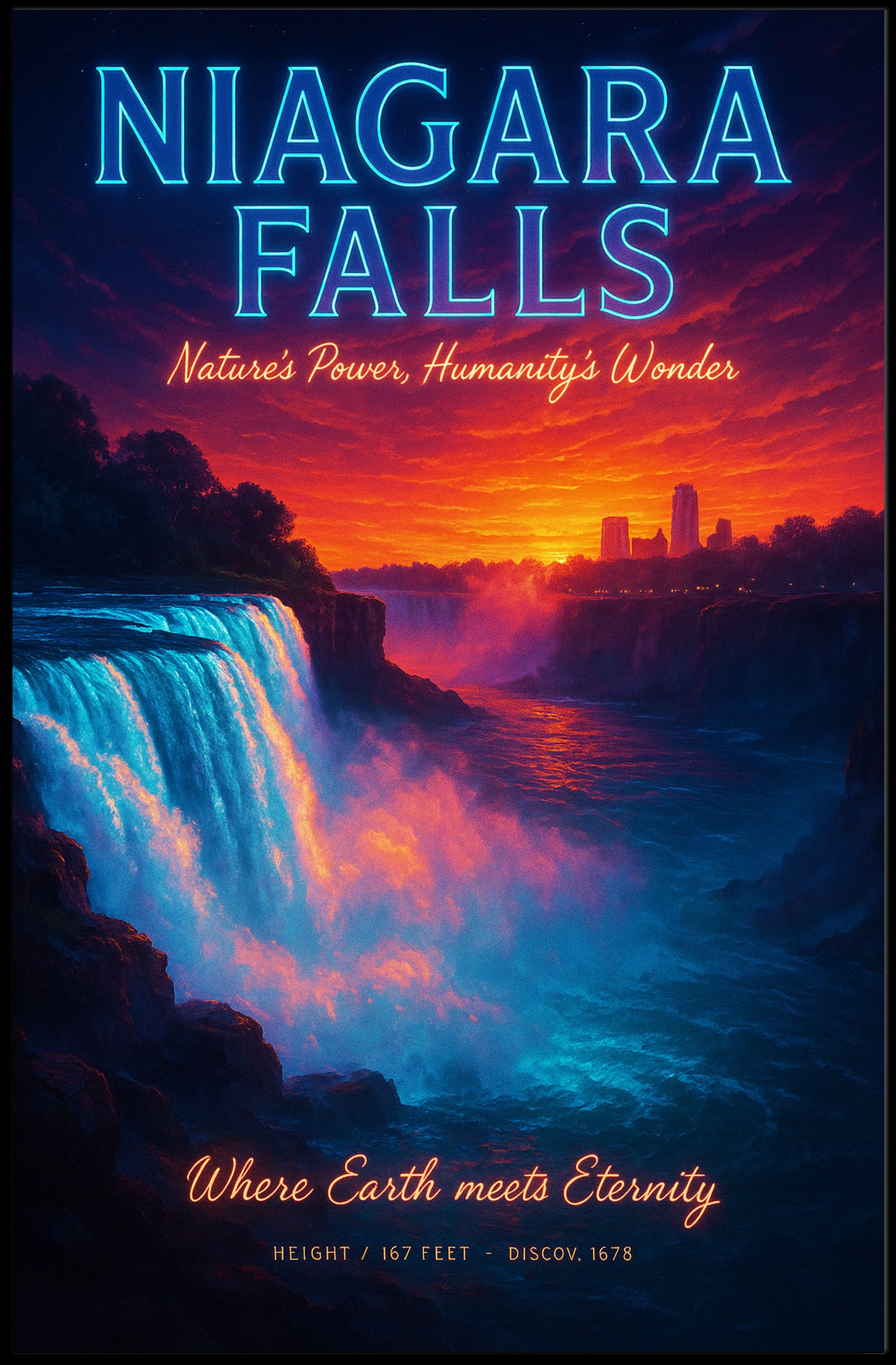 Niagara Falls Sunset Travel Poster PosterGoat