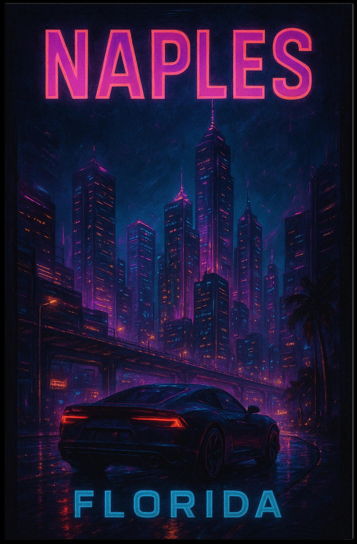 Neon Nights in Naples Poster