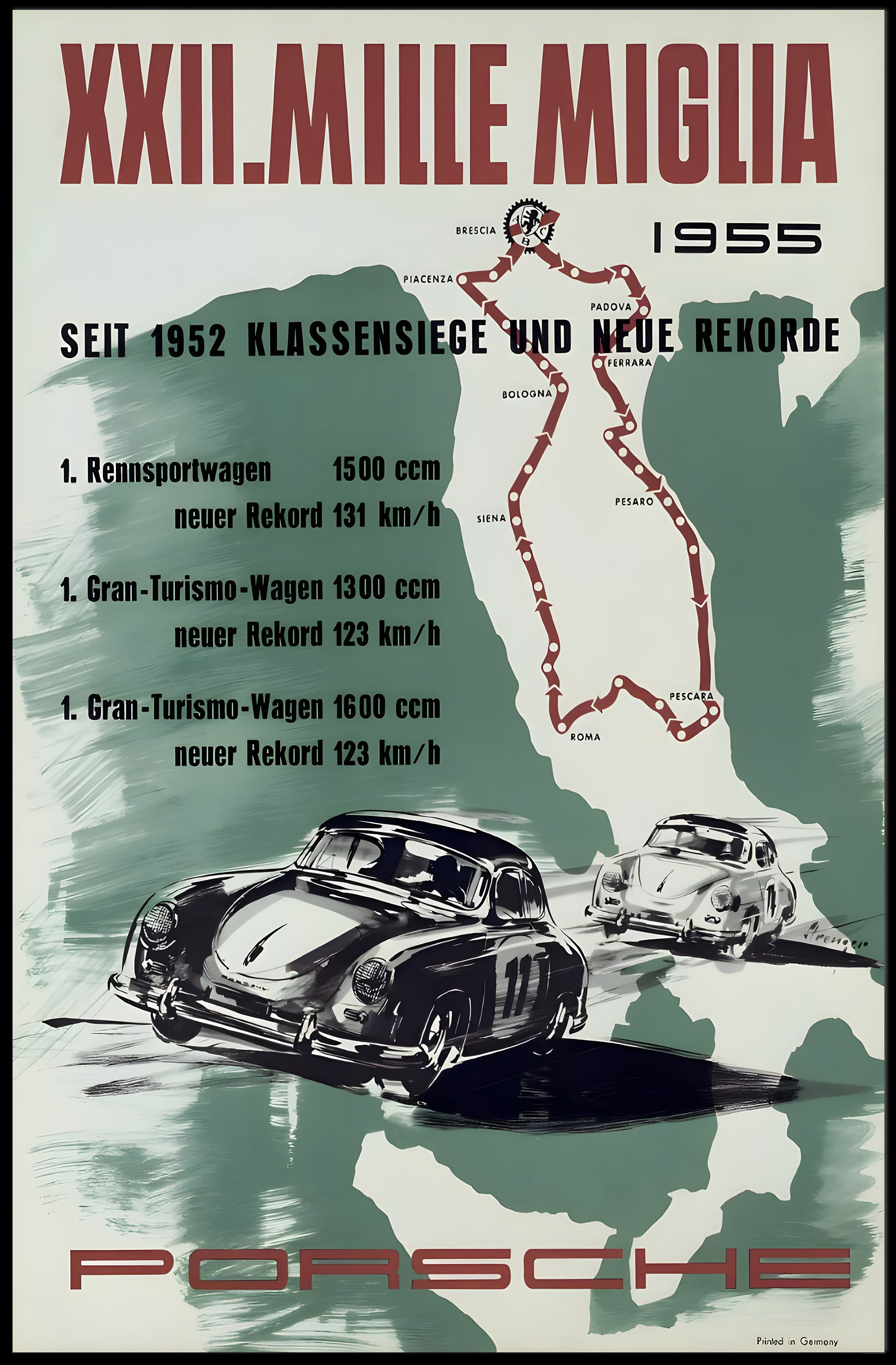 XXII Mille Miglia 1955 Porsche Poster