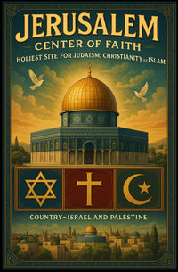 Jerusalem Peaceful Harmony Vintage Cultural or Heritage Poster