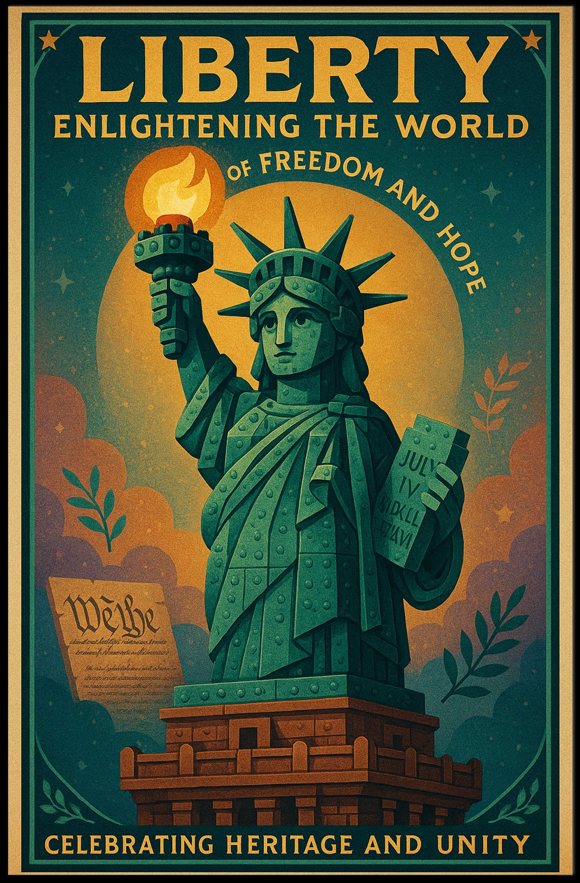 Statue of Liberty Vintage Inspirational Cultural or Heritage Poster