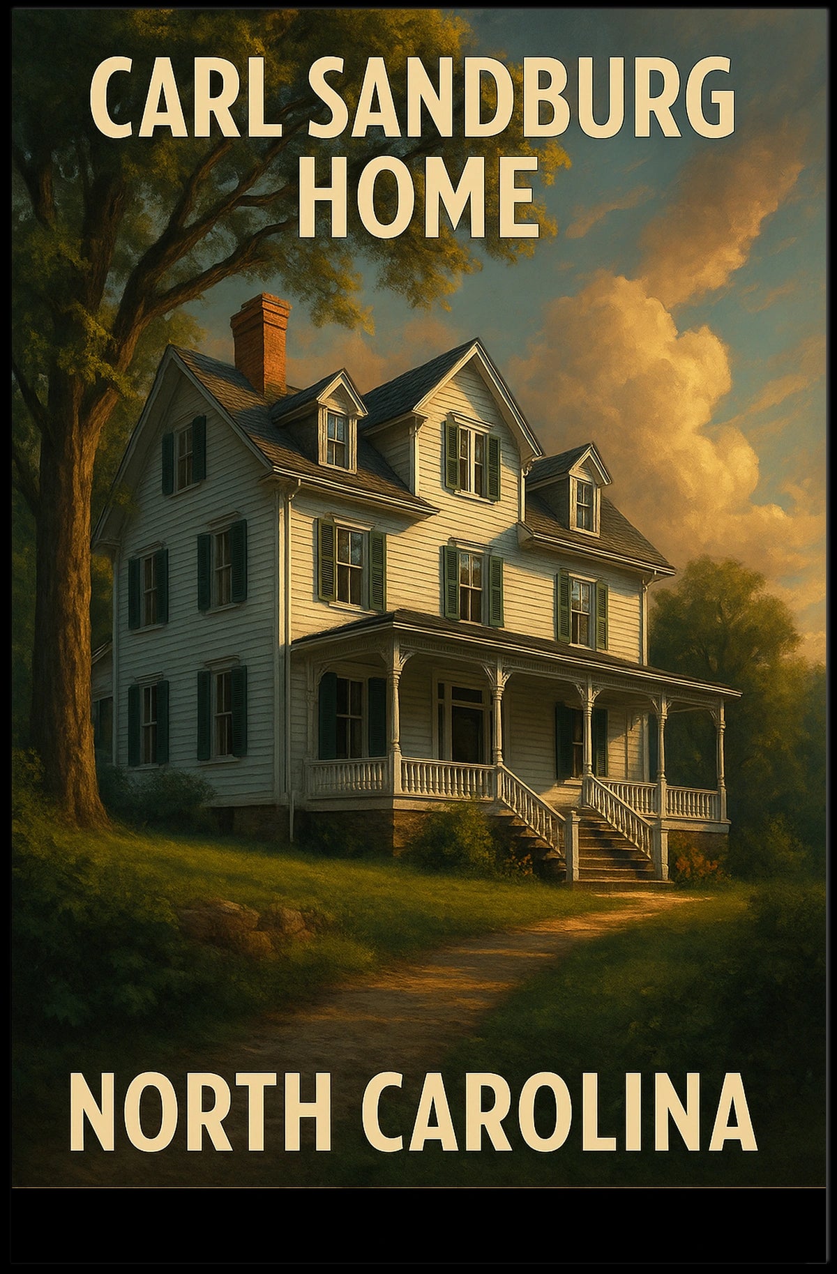 Carl Sandburg Home Vintage Scenic Travel Souvenir Poster