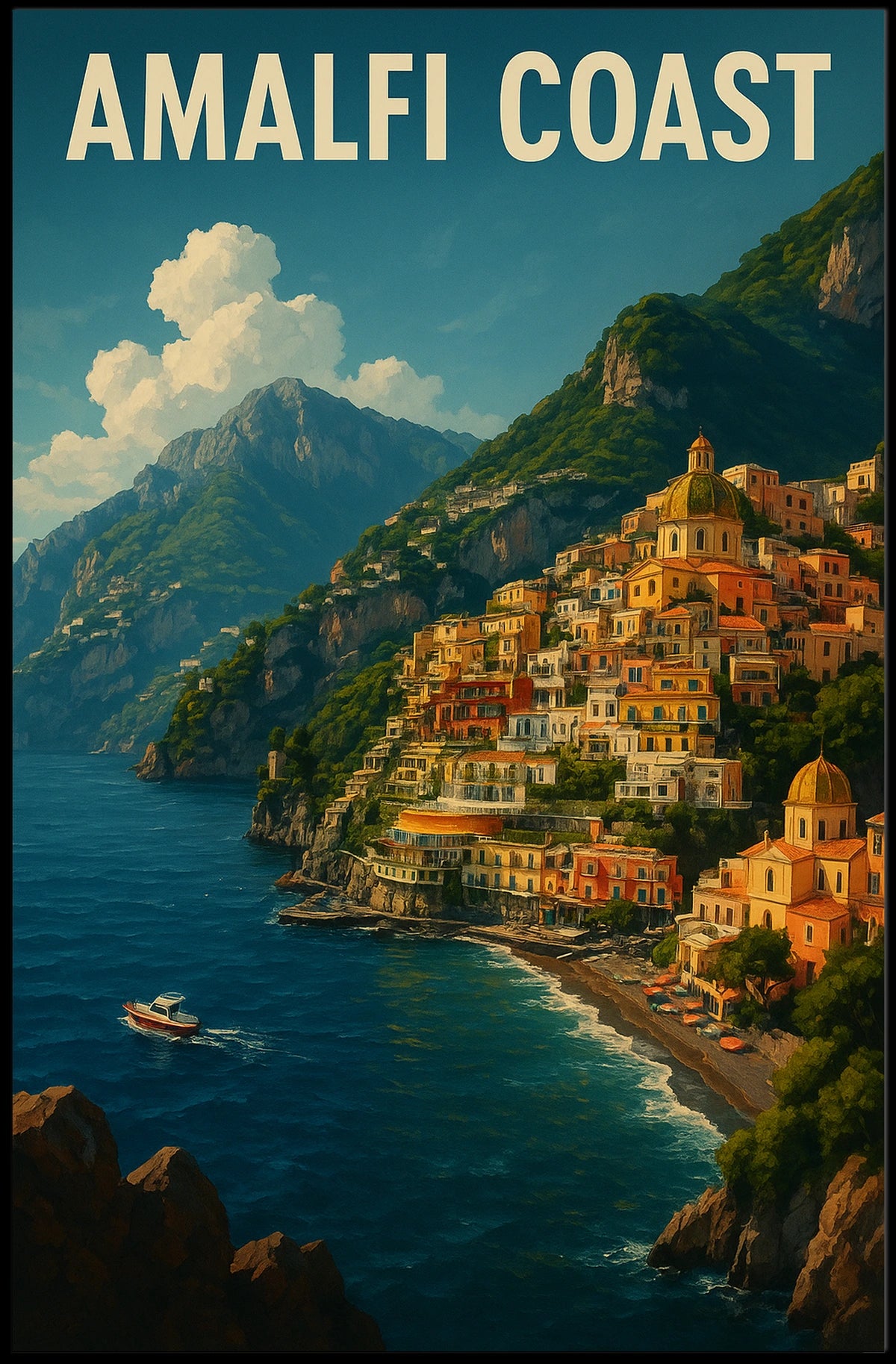 Amalfi Coast Poster Wall Art 18x24 Coastal Decor Print