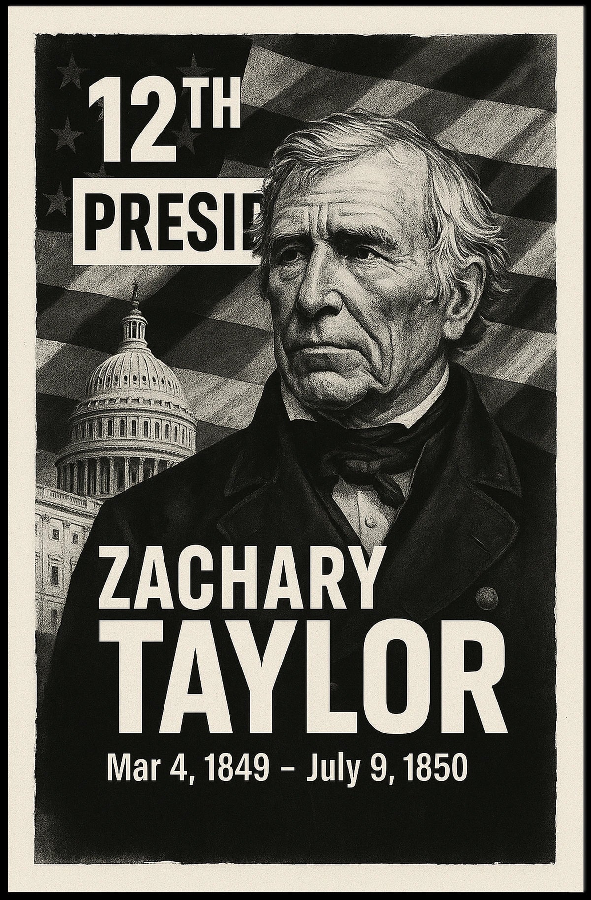 Zachary Taylor 12th President of the United States Digital Montaje Poster