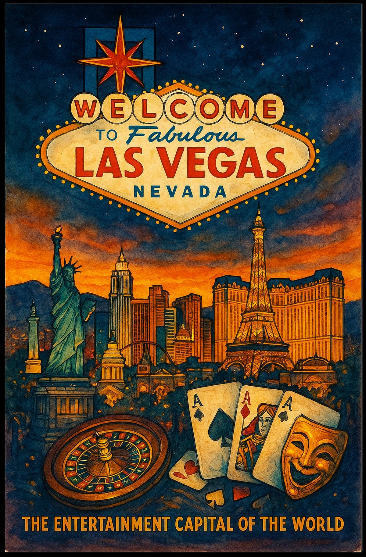 Las Vegas Poster Welcome To Fabulous City Skyline For Fans