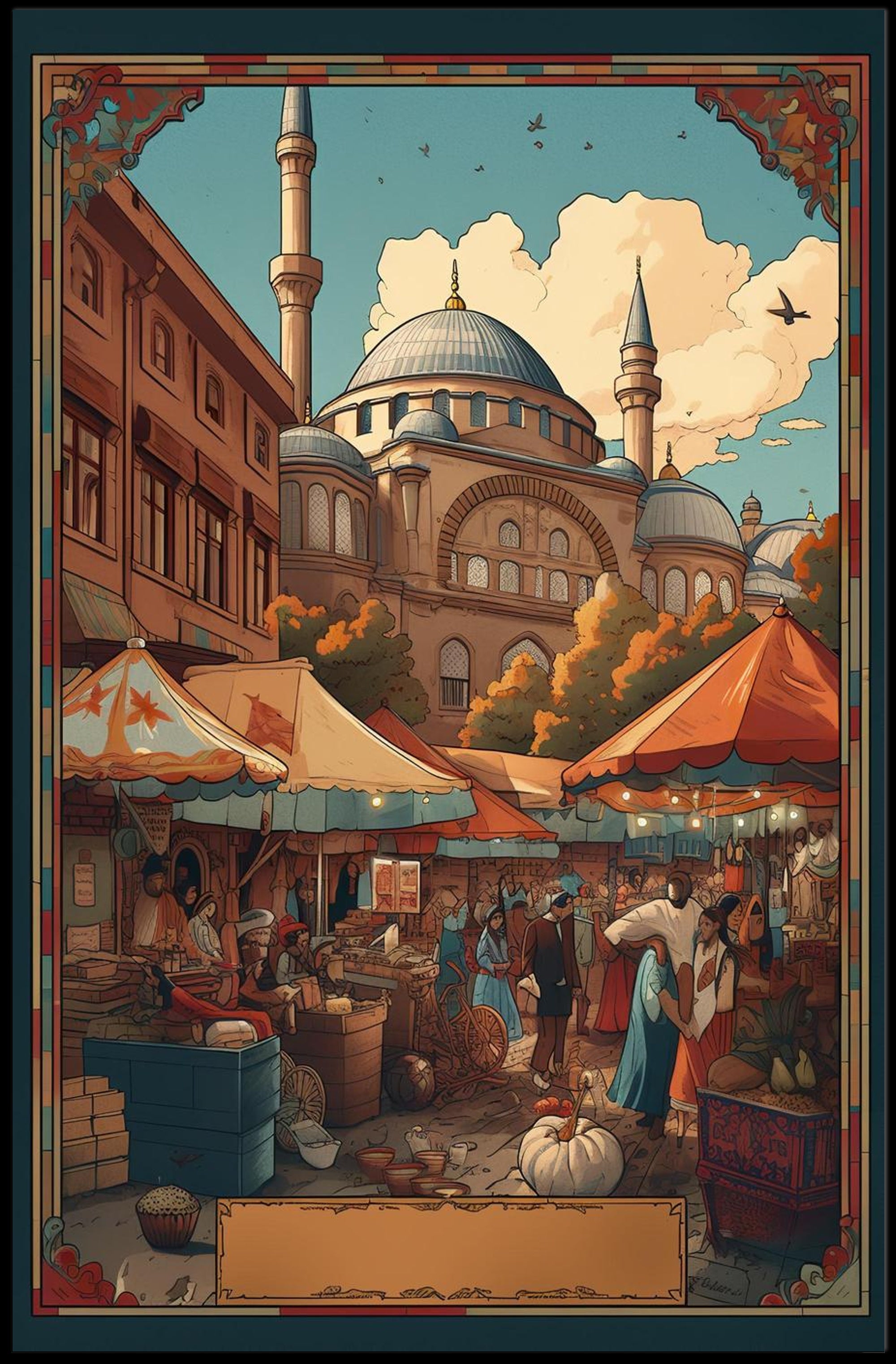 Bustling Market Scene Poster