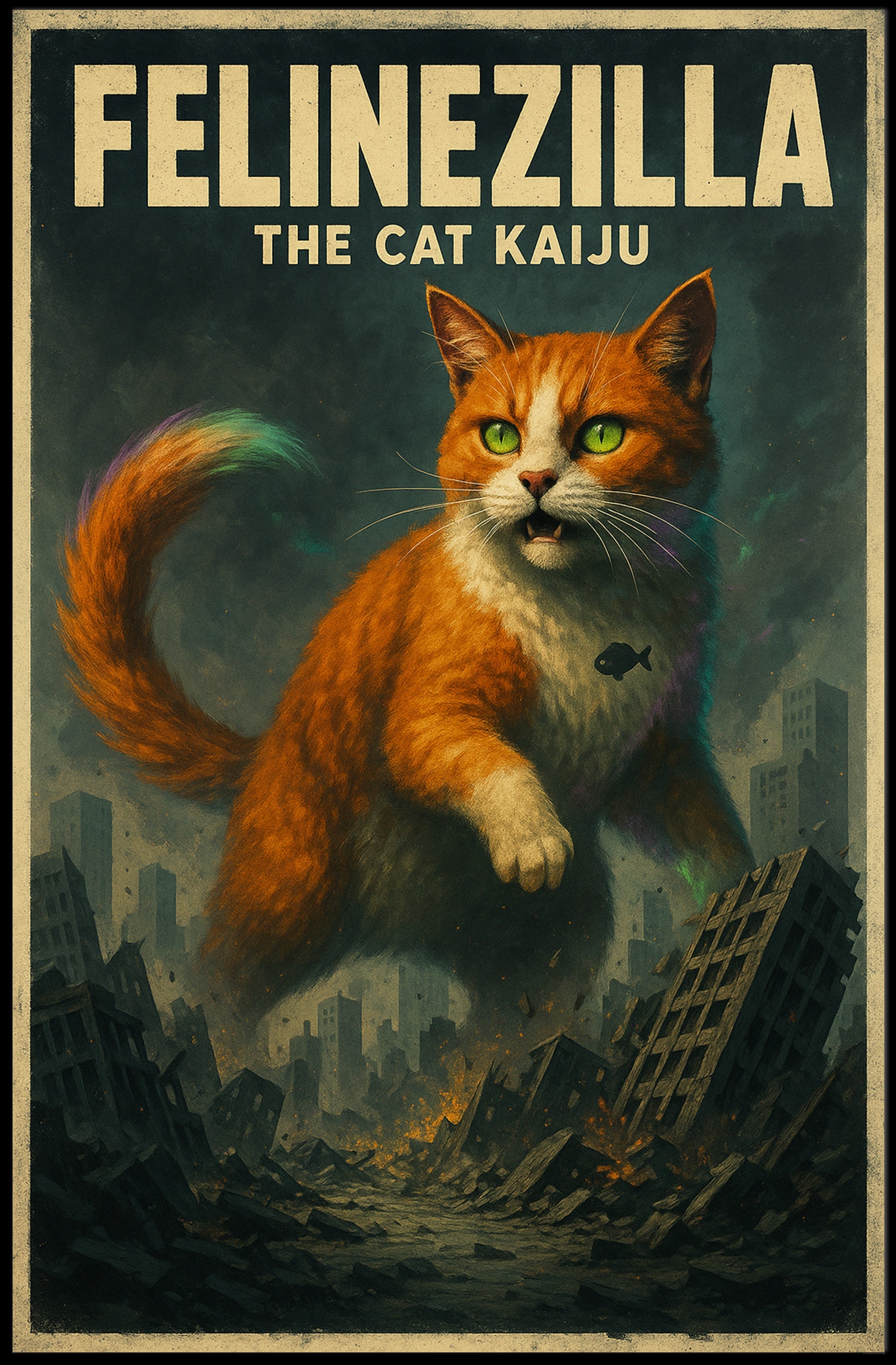 Felinezilla The Cat Kaiju Poster PosterGoat