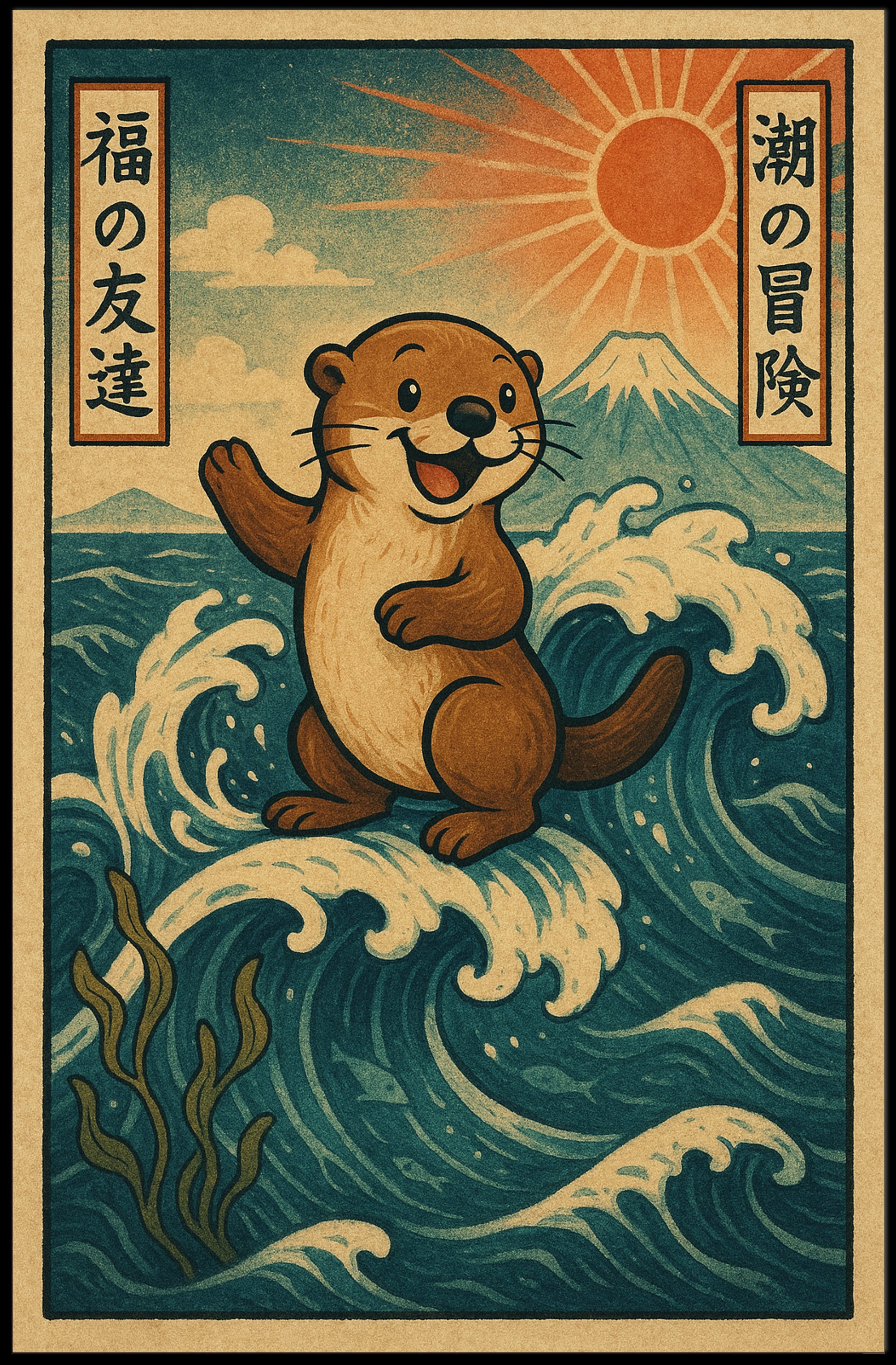 Otters Ocean Adventure Poster PosterGoat