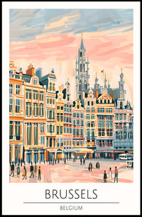 Brussels Cityscape Illustration Poster PosterGoat