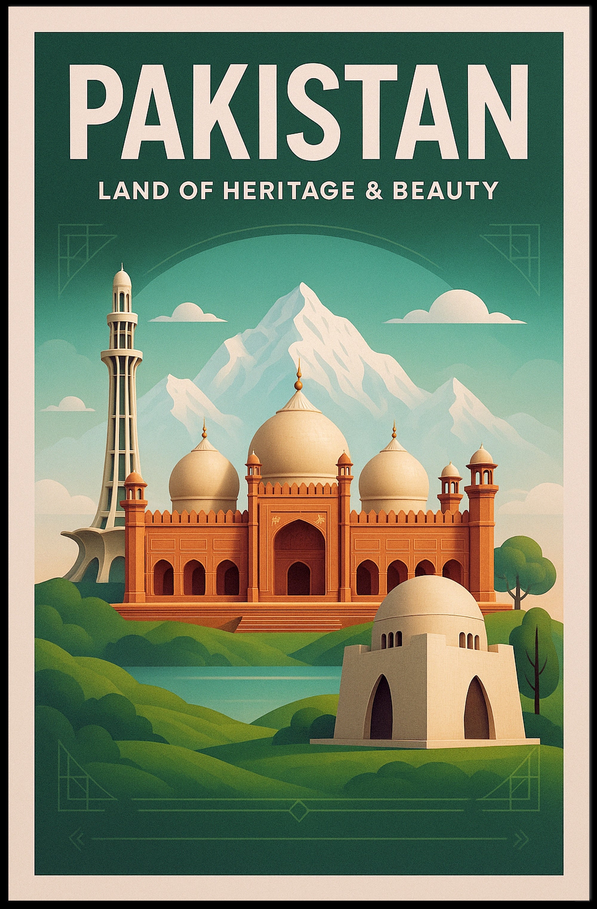 Pakistan Land of Heritage & Beauty Poster PosterGoat