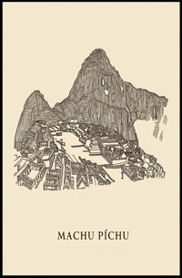 Machu Picchu A Line Art Tribute Poster