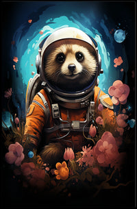 Cosmic Explorer Astronaut Raccoon Poster Wall Art Print
