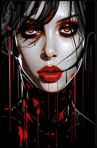Enigmatic Portrait In Red And Black Poster