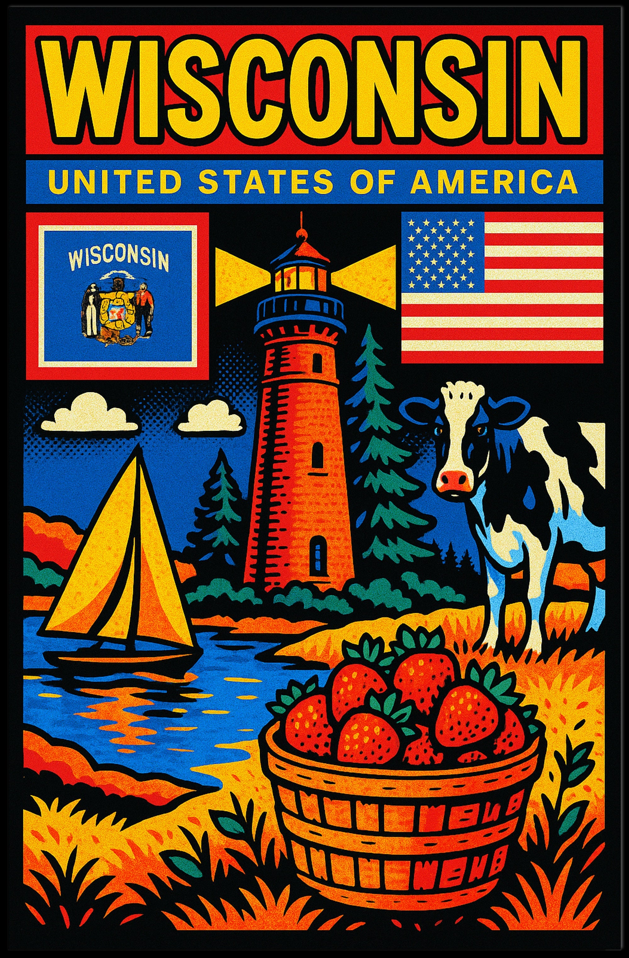 Wisconsin United States of America Poster PosterGoat