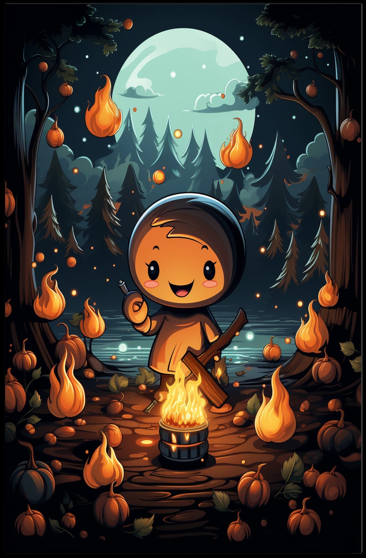 Enchanted Forest Campfire Poster