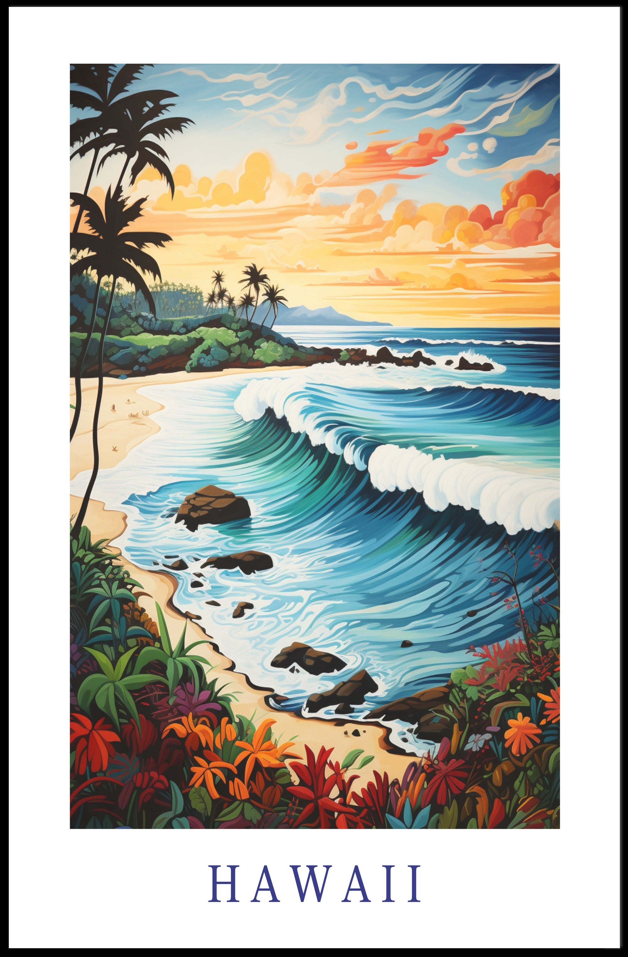 Hawaiian Tropical Paradise Travel Poster PosterGoat