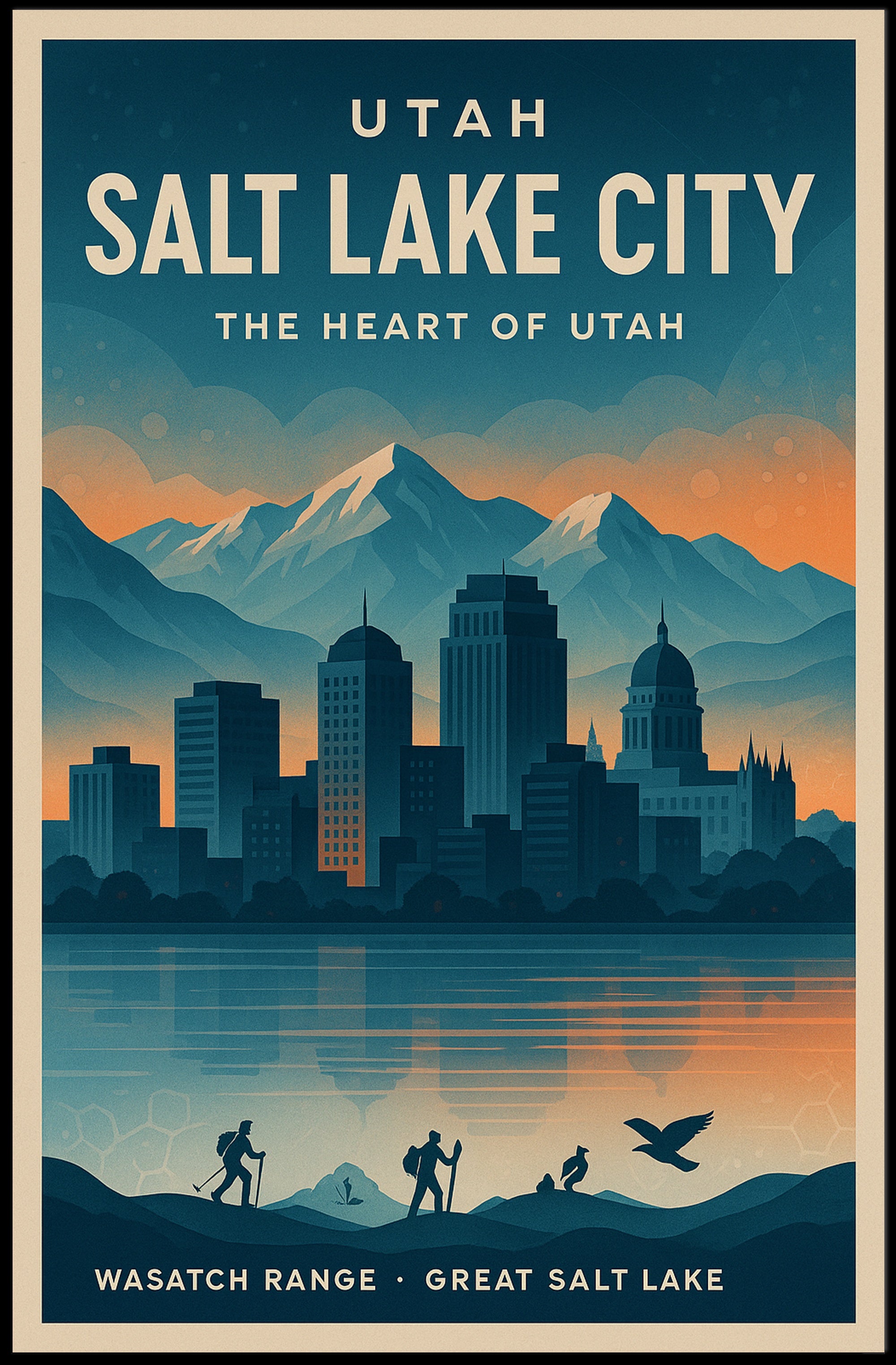 Salt Lake City Travel Poster Vintage Wall Art Print