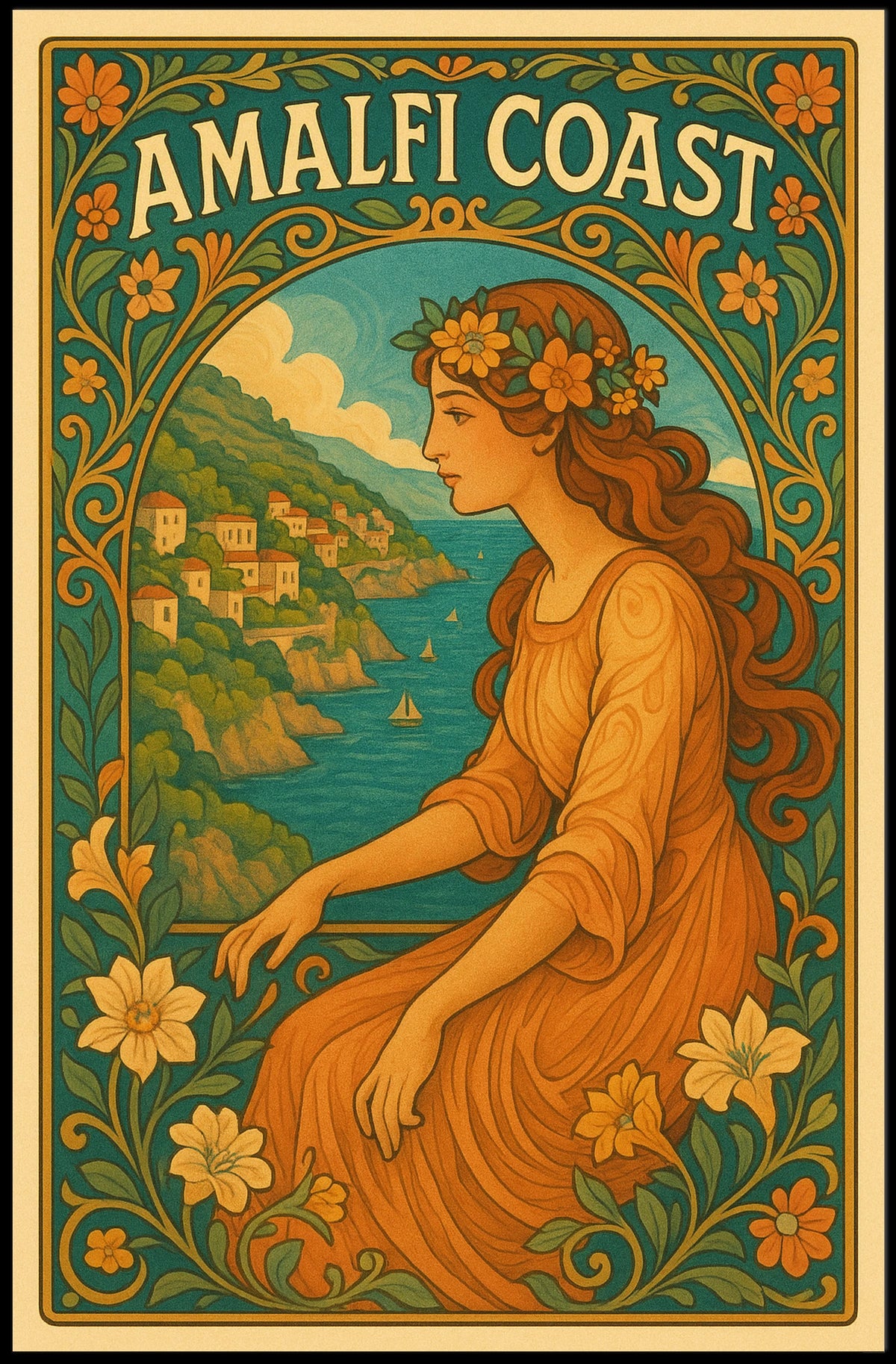 Amalfi Coast Vintage Vintage Poster