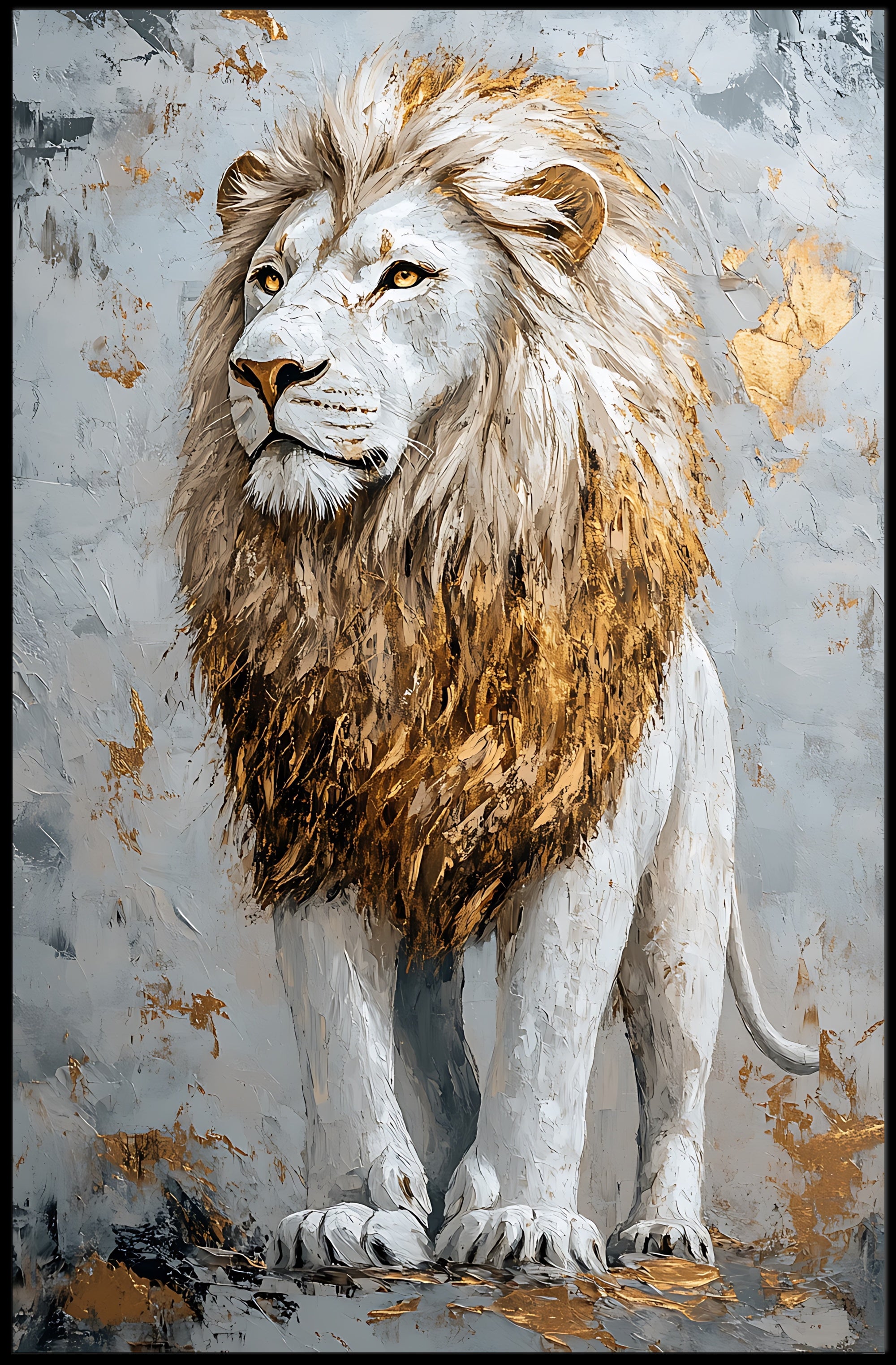 Majestic Lion in Gold and Earthy Tones Animal Poster