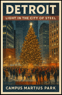 Detroit Light In The City Of Steel Poster