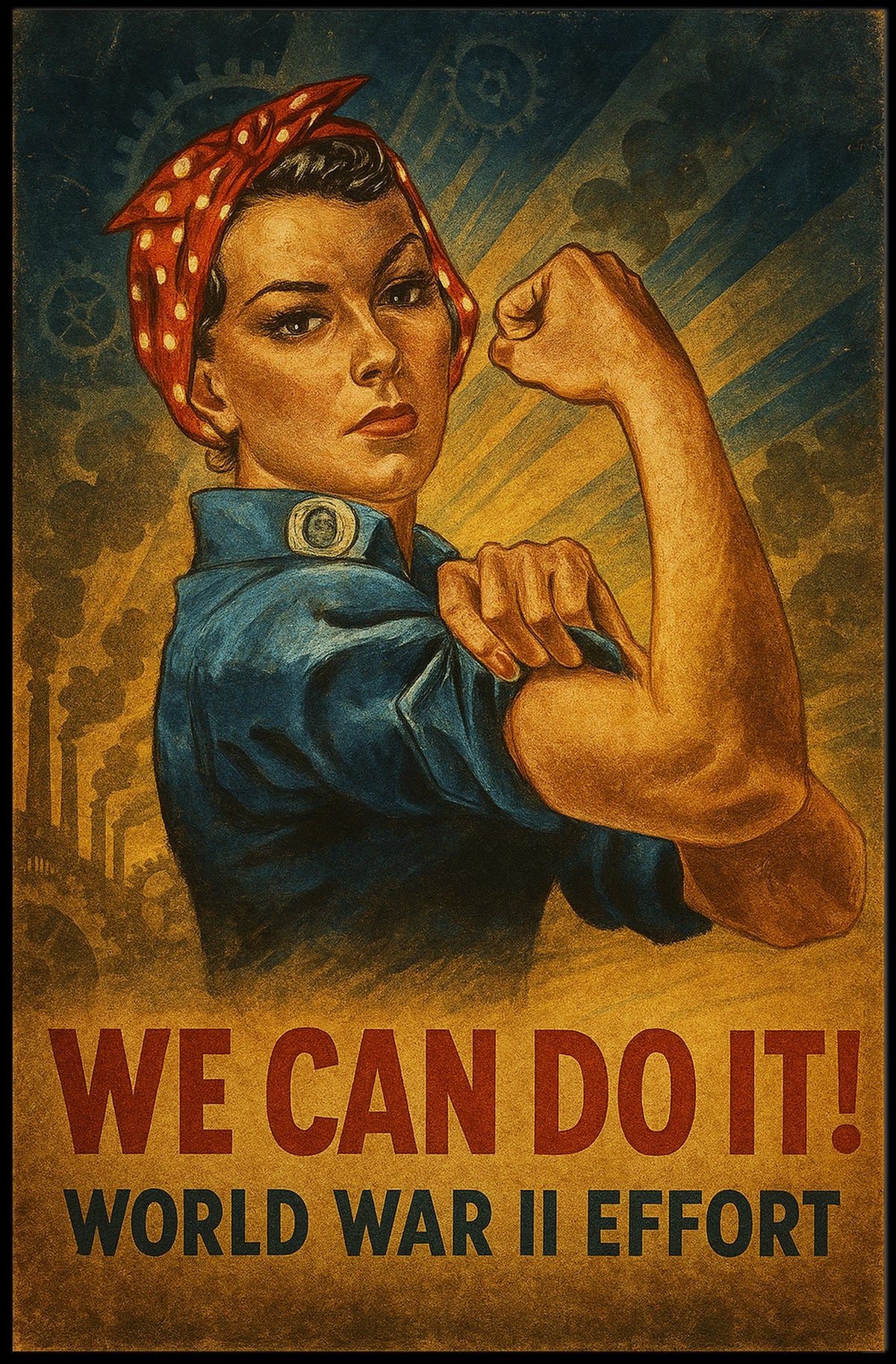 Empowerment in WWII Vintage Strong Woman Poster