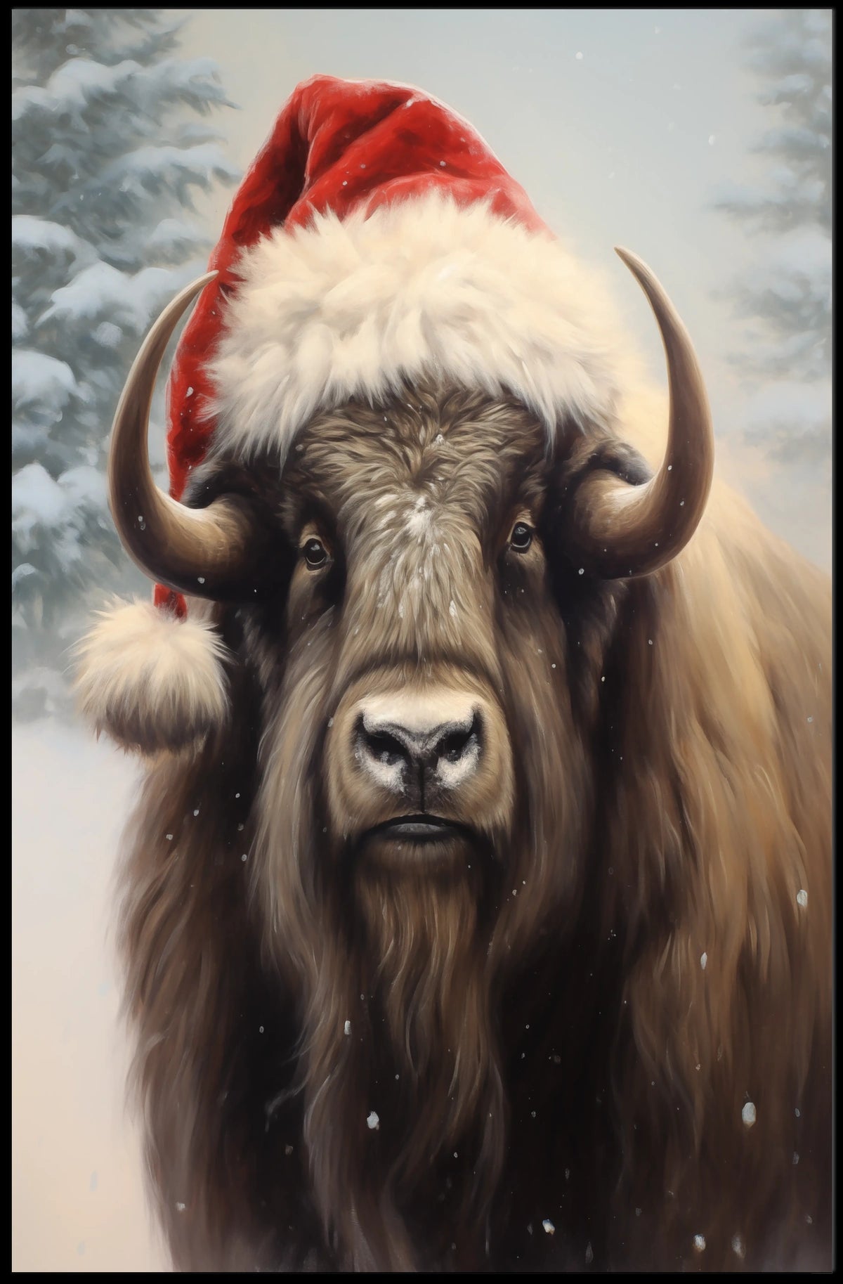 Festive Bison In Winter Wonderland Poster