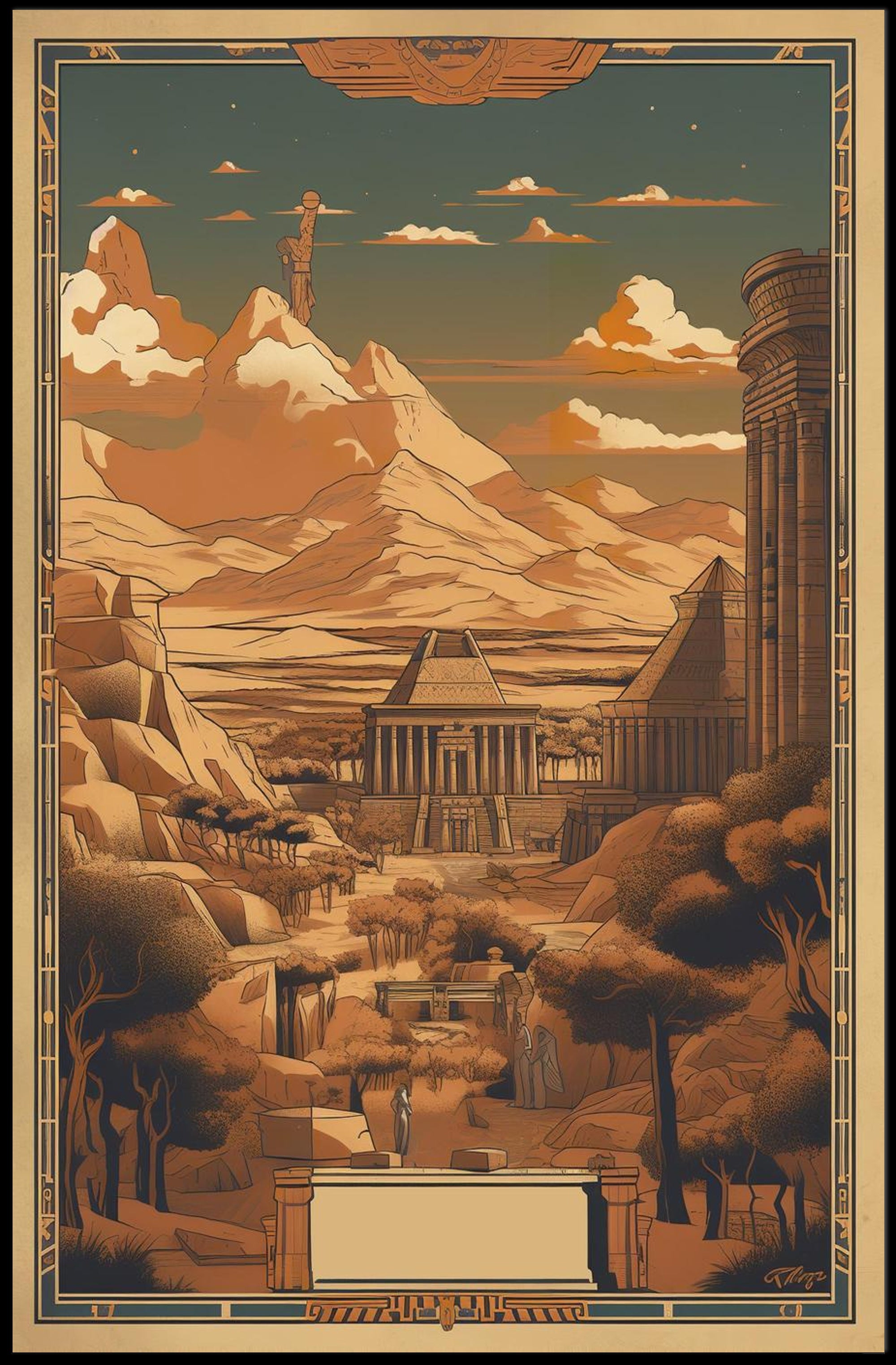 Ancient Mystical Landscape Poster