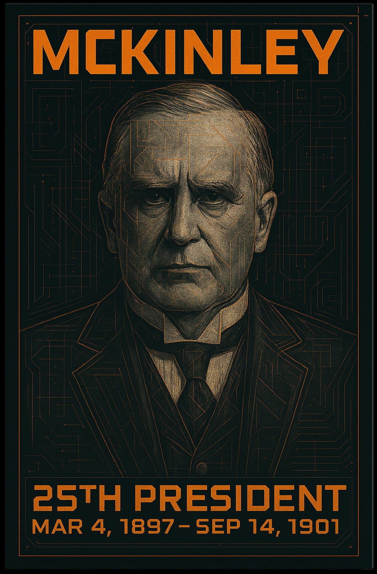 William McKinley 25th President of the United States Techno Schematic Poster
