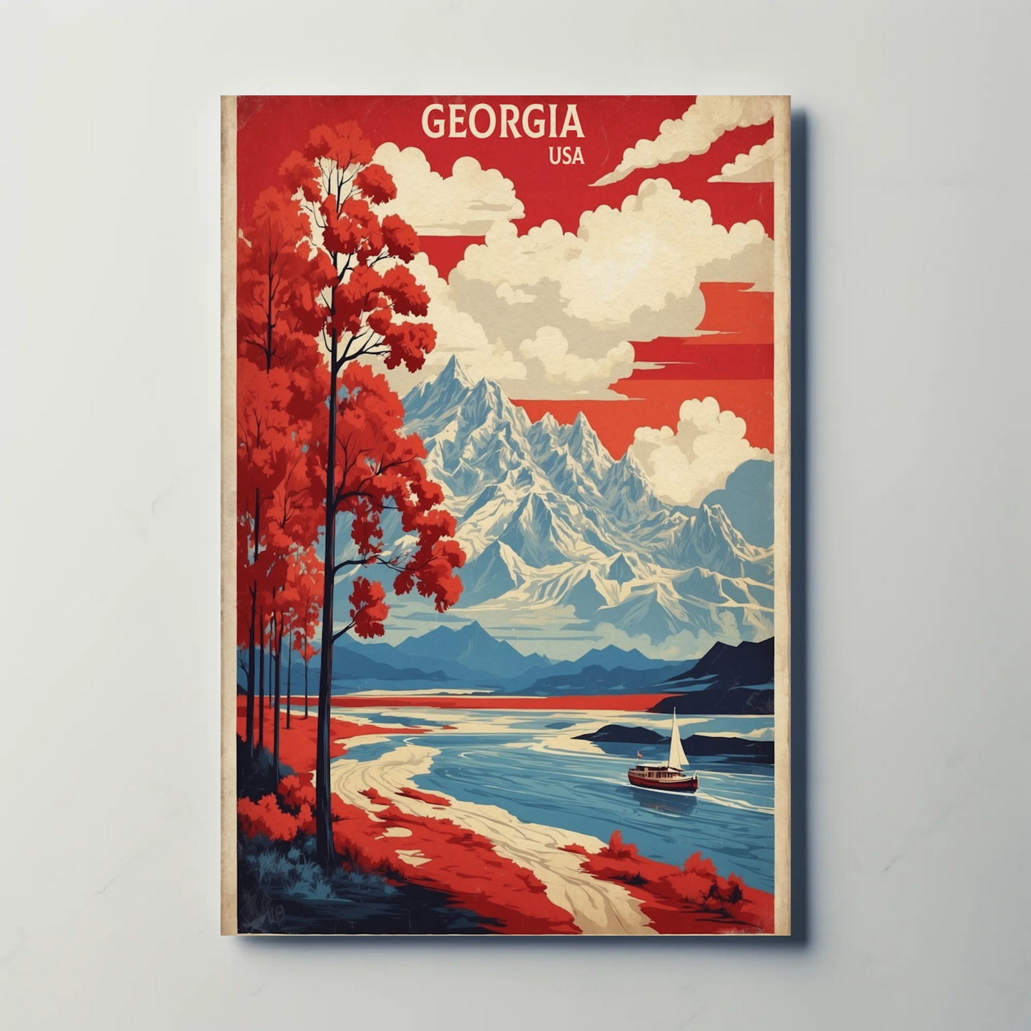 Georgia Scenic River Mountains Vintage Travel Poster