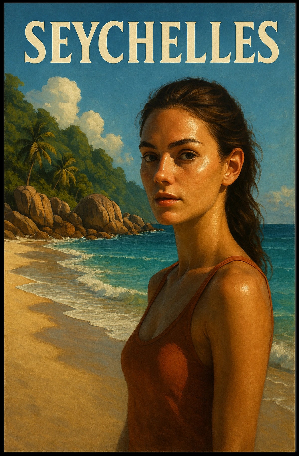 Seychelles Beach Scene Poster