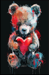 Heartfelt Colors Whimsical Teddy Bear Art Poster