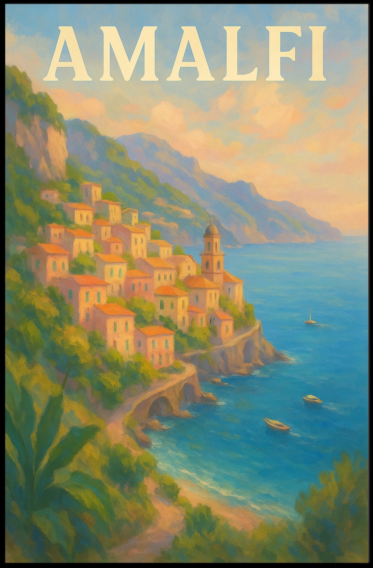 Amalfi Coast Serenity Poster Wall Art 18x24 Museum Quality