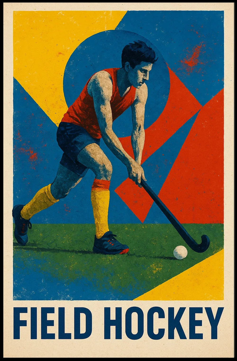 Dynamic Field Hockey Sports Art Poster