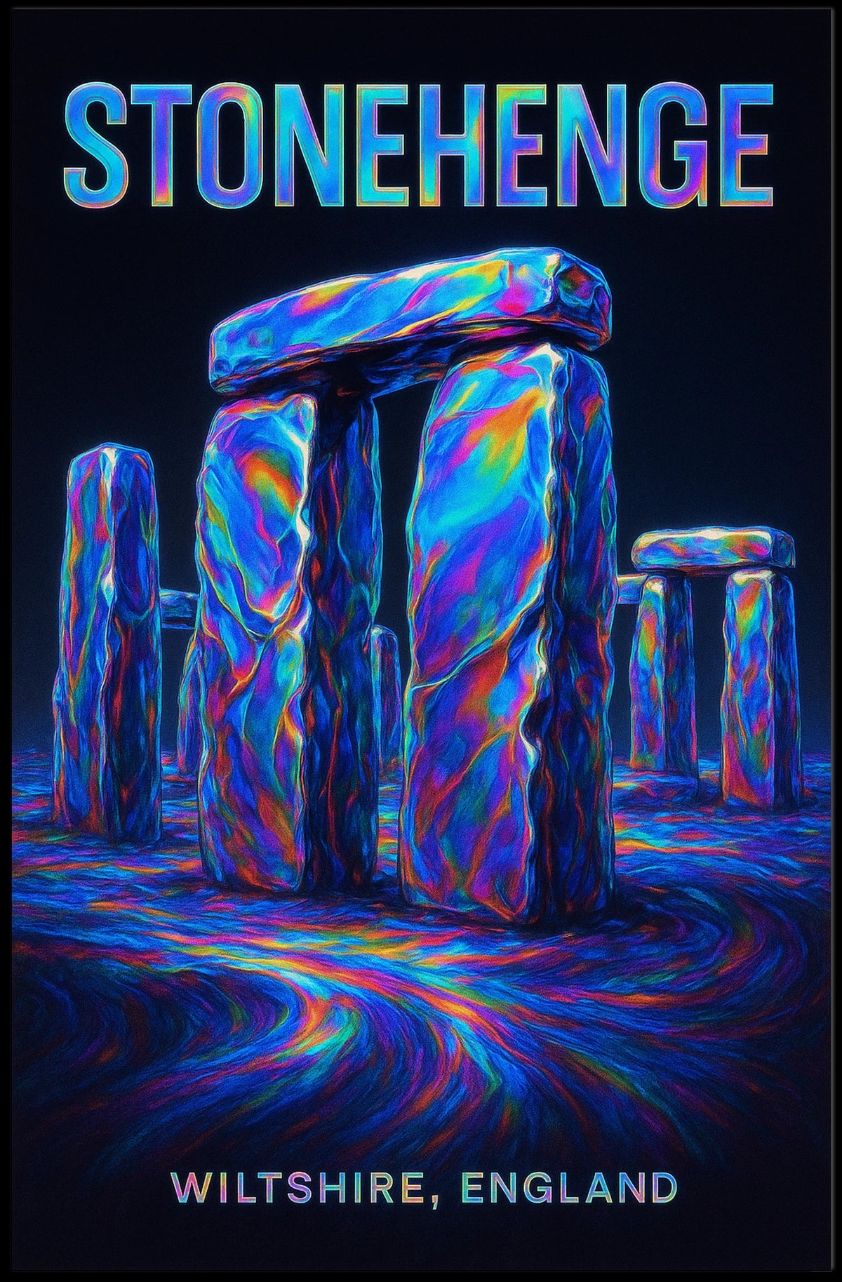 Stonehenge Psychedelic Abstract Artwork Poster