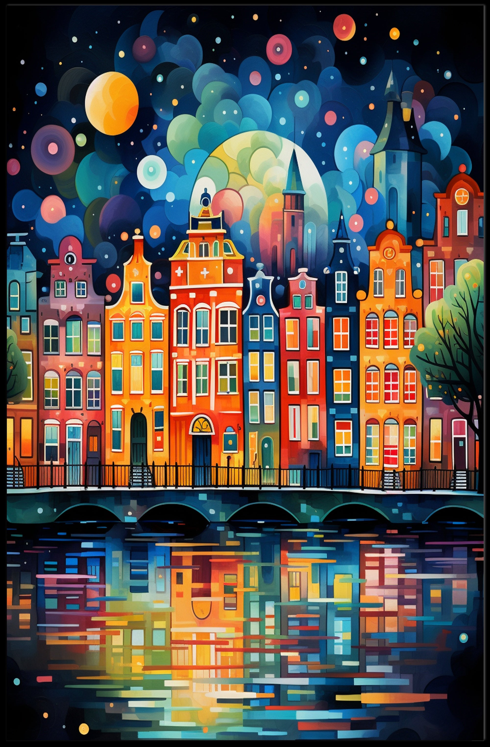 Vibrant Cityscape Reflections Poster